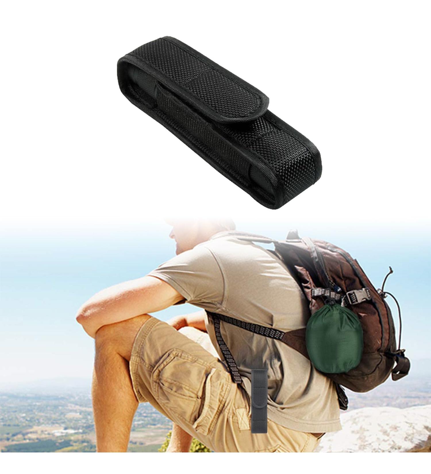 Rakiuty Tactical Flashlight Holster | Pocket Holder for Outdoor Hunting Camping & Hiking | 14cm Black Flashlight Bag & Belt - Buy Online on GoSupps.com