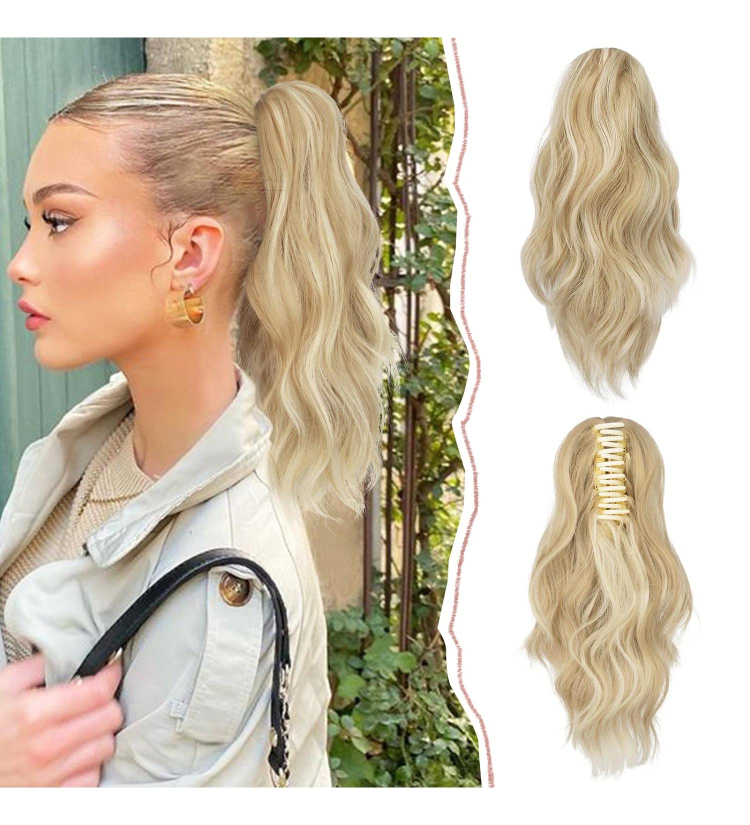 Shop Sofeiyan Clip-In Claw Ponytail Extension - Long Curly Heat-Resistant Hairpiece in Blonde & Dark Gold Mix for Women - Buy Online on GoSupps.com