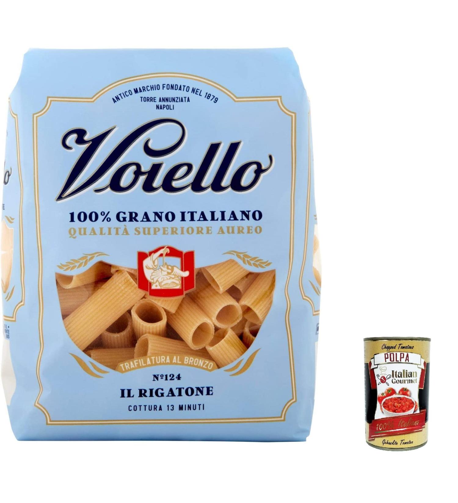  Italian Gourmet E.R. Voiello Pasta Il Rigatone Pack of 10 100% Italian Pasta N142 500g + Italian Gourmet Polpa 400g - Buy Online on GoSupps.com
