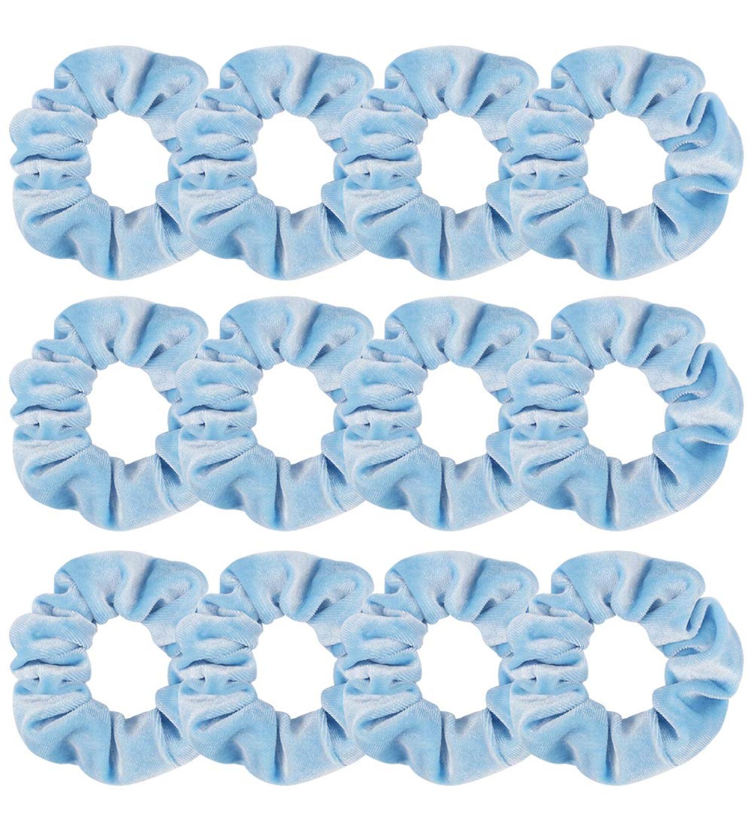 Araluky 12 Pack Blue Velvet Hair Scrunchies for Women - Elastic Thin Hair Bands - Satin Hair Ties - Bulk Hair Accessories - Buy Online on GoSupps.com