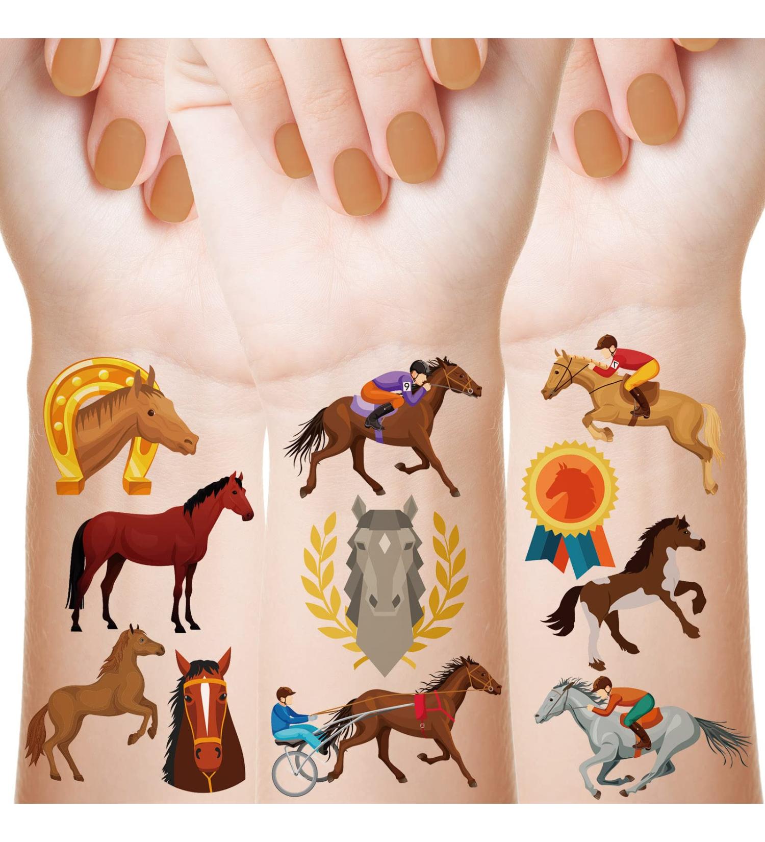 Horse Temporary Tattoos Set for Cowboy Cowgirl Birthday Party - 288 Pieces Farm Animal Spirit Stickers for Boys and Girls - Buy Online on GoSupps.com