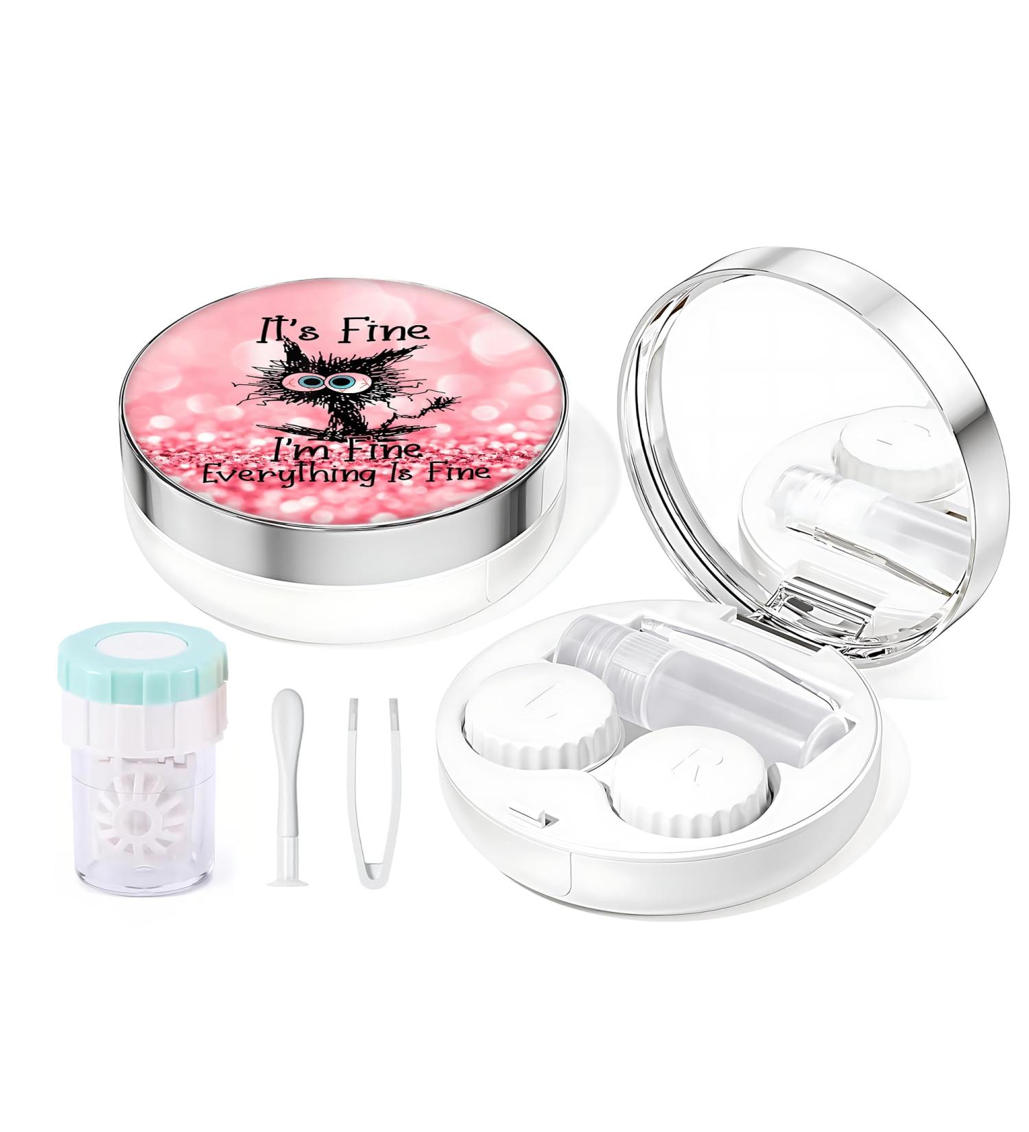 5-in-1 Contact Lens Travel Kit - Portable Cleaner Washer & Accessories | Travel Essential for Daily Use | Black Cat Design - Buy Online on GoSupps.com