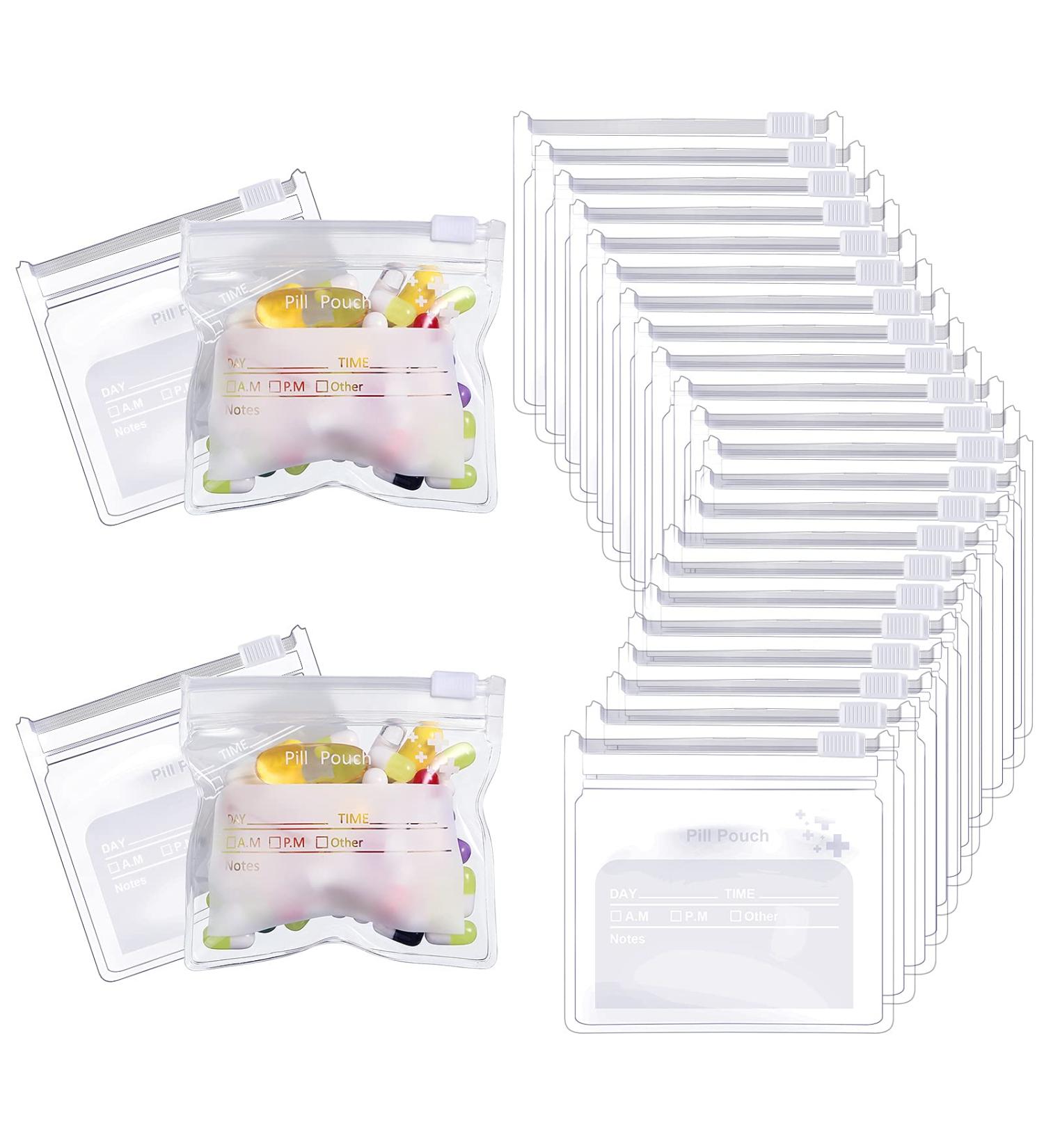 Reusable Zippered Pill Pouch Set with Labels - 12 Pieces - Buy Online on GoSupps.com