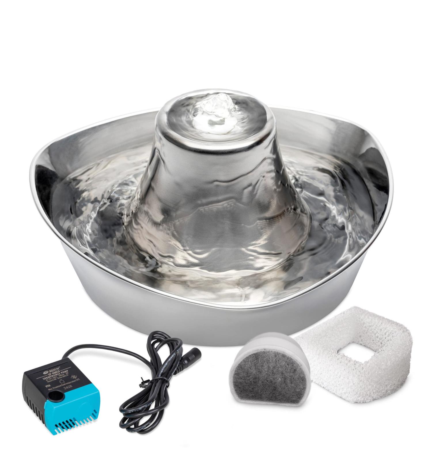 PetSafe Seaside Stainless Pet Fountain - 1 Count | Hygienic & Refreshing Water Dispenser - Buy Online on GoSupps.com