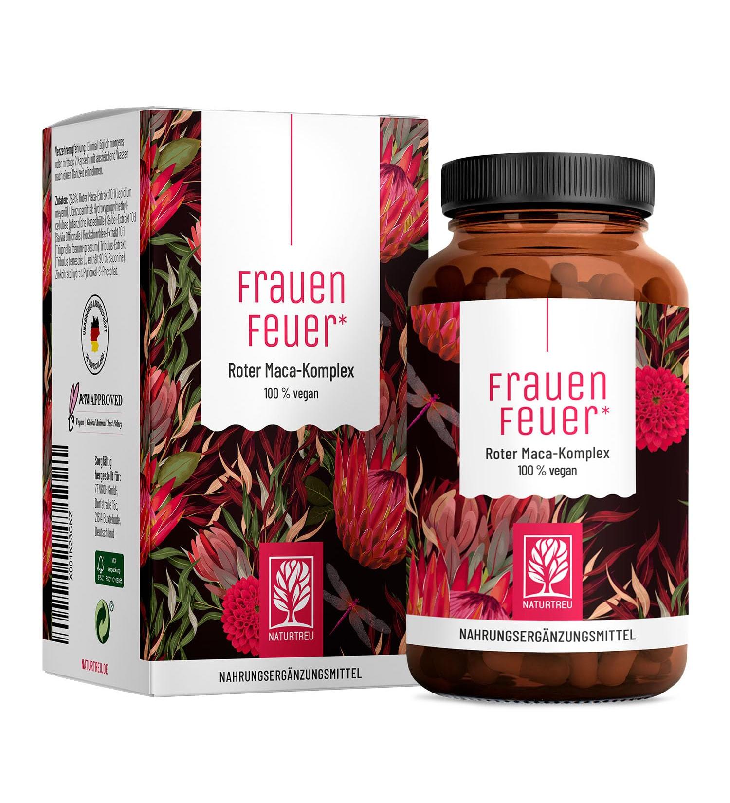 High-Dose Maca Extract Red 10:1 Complex for Women - 120 Vegan Capsules with Sage Tribulus Fenugreek Vitamin B6 & Zinc | International Shipping - Buy Online on GoSupps.com