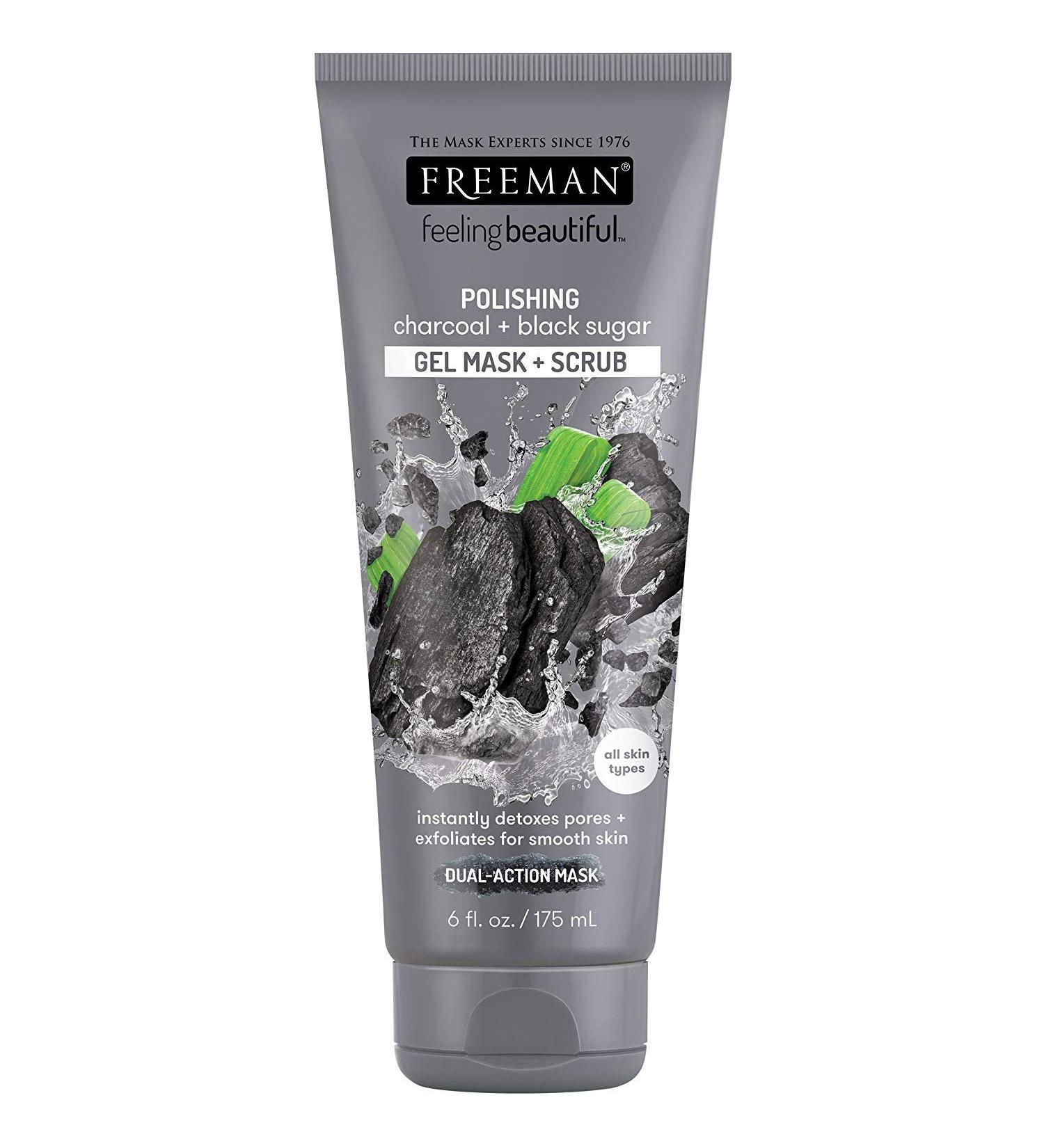 Freeman Feeling Beautiful Facial Polishing Mask Charcoal & Black Sugar 6 oz (Pack of 6)