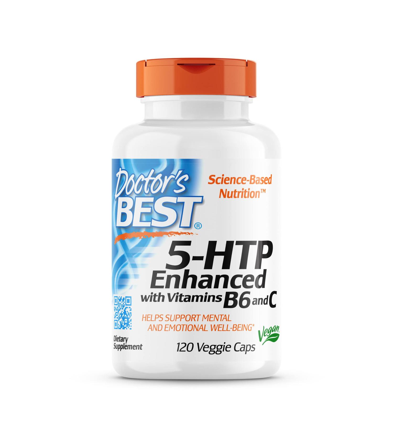 Doctor's Best 5-HTP Enhanced with Vitamins B6 & C 120 Count - Non-GMO, Vegan, Gluten & Soy Free - Buy Online on GoSupps.com