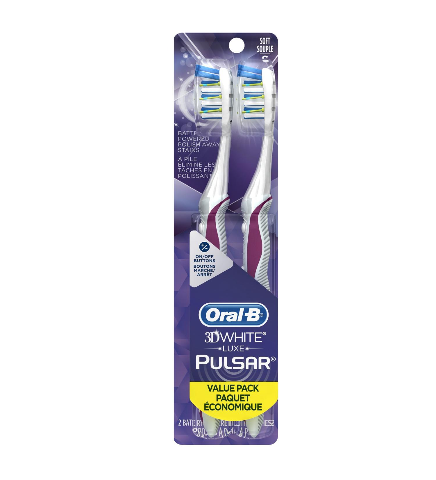 Oral-B Pulsar Whitening Battery Powered Toothbrush Soft 2 Count 2 count (Pack of 1) - Buy Online on GoSupps.com