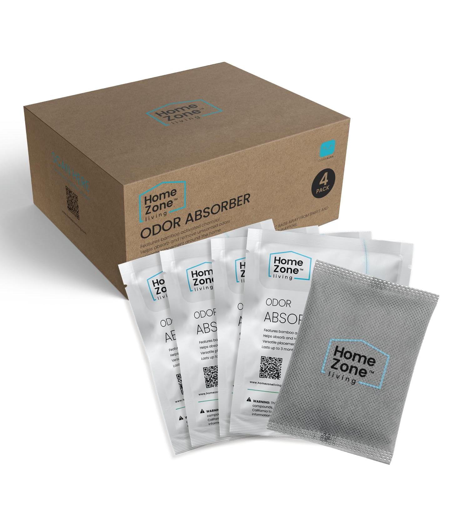 Home Zone Living CleanAura Deodorizing Bamboo Activated Carbon Filter Bags - 4 Pack Gray | Eco-Friendly Air Purification Solutions - Buy Online on GoSupps.com