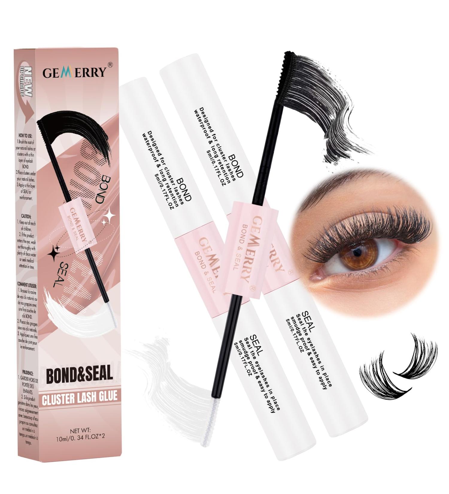  GEMERRY Gemerry 2PCS Lash Bond and Seal Glue DIY Cluster Eyelash Adhesive Durable and Waterproof 2 in 1 Eyelash Extension Glue Suitable for Cluster Glue for Individual False Eyelash Extensions (5 ml + 5 ml - 2PCS) - Buy Online on GoSupps.com
