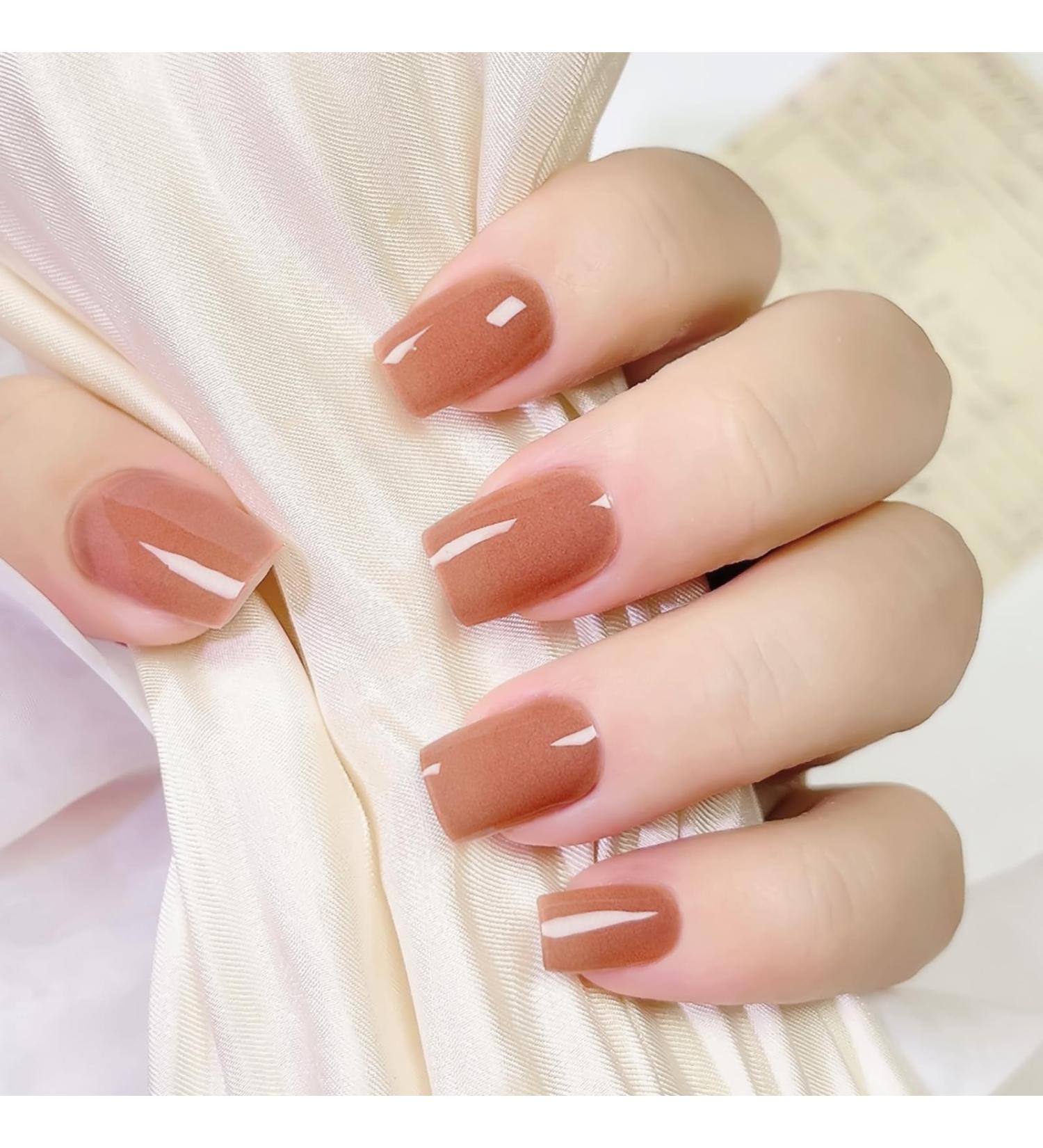 Ceboic Semi Cured Gel Nail Stickers 20Pcs Gel Nail Strips Self-Adhesive Gel Nail Polish Wraps Long-Lasting Waterproof Nail Art Stickers for Women Girls Kids Salon-Quality Manicures (Hot Cocoa) - Buy Online on GoSupps.com