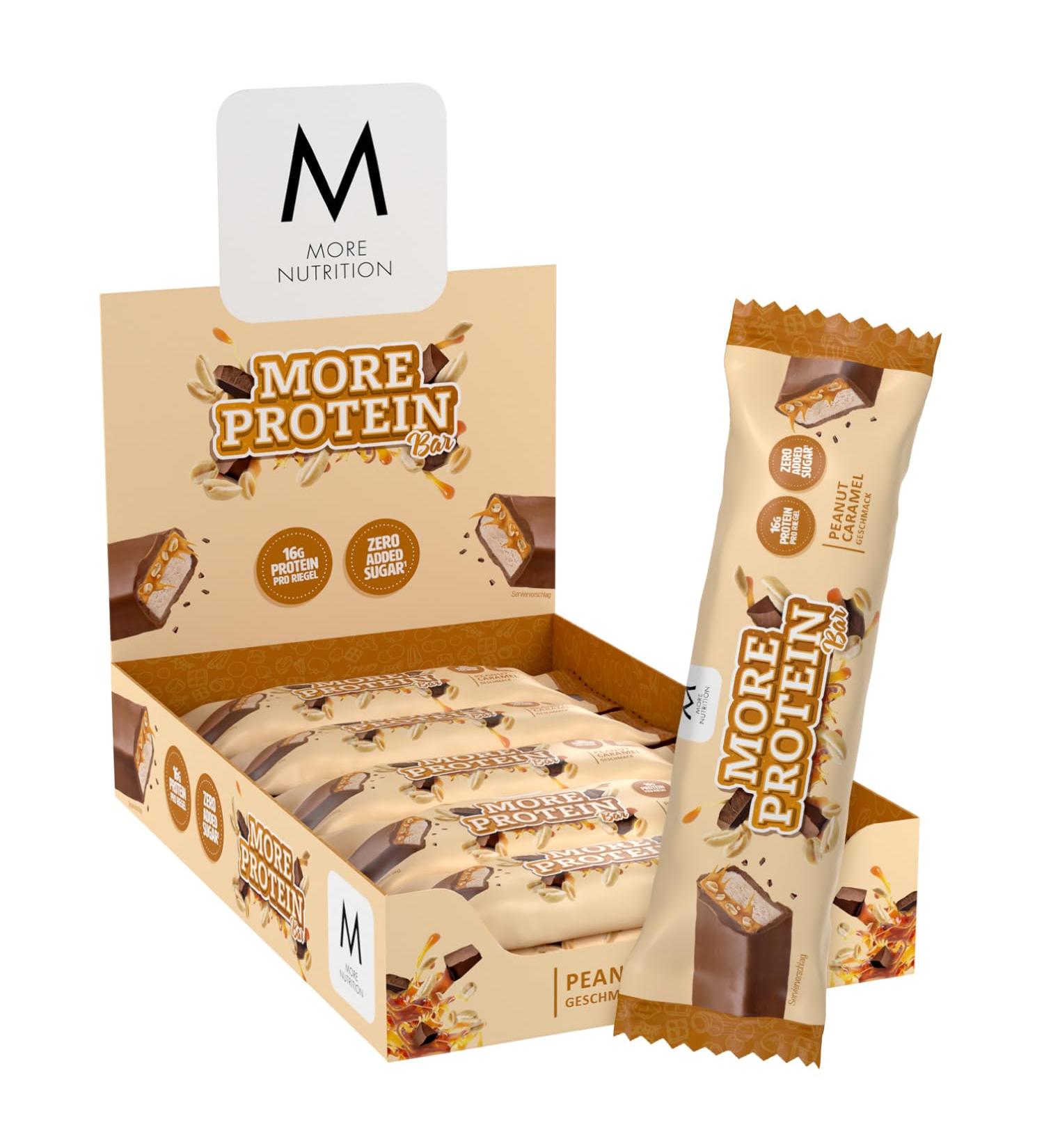 MORE Protein Bar - 10-Pack Peanut Caramel | 50g High-Protein Snack | International Shipping - Buy Online on GoSupps.com
