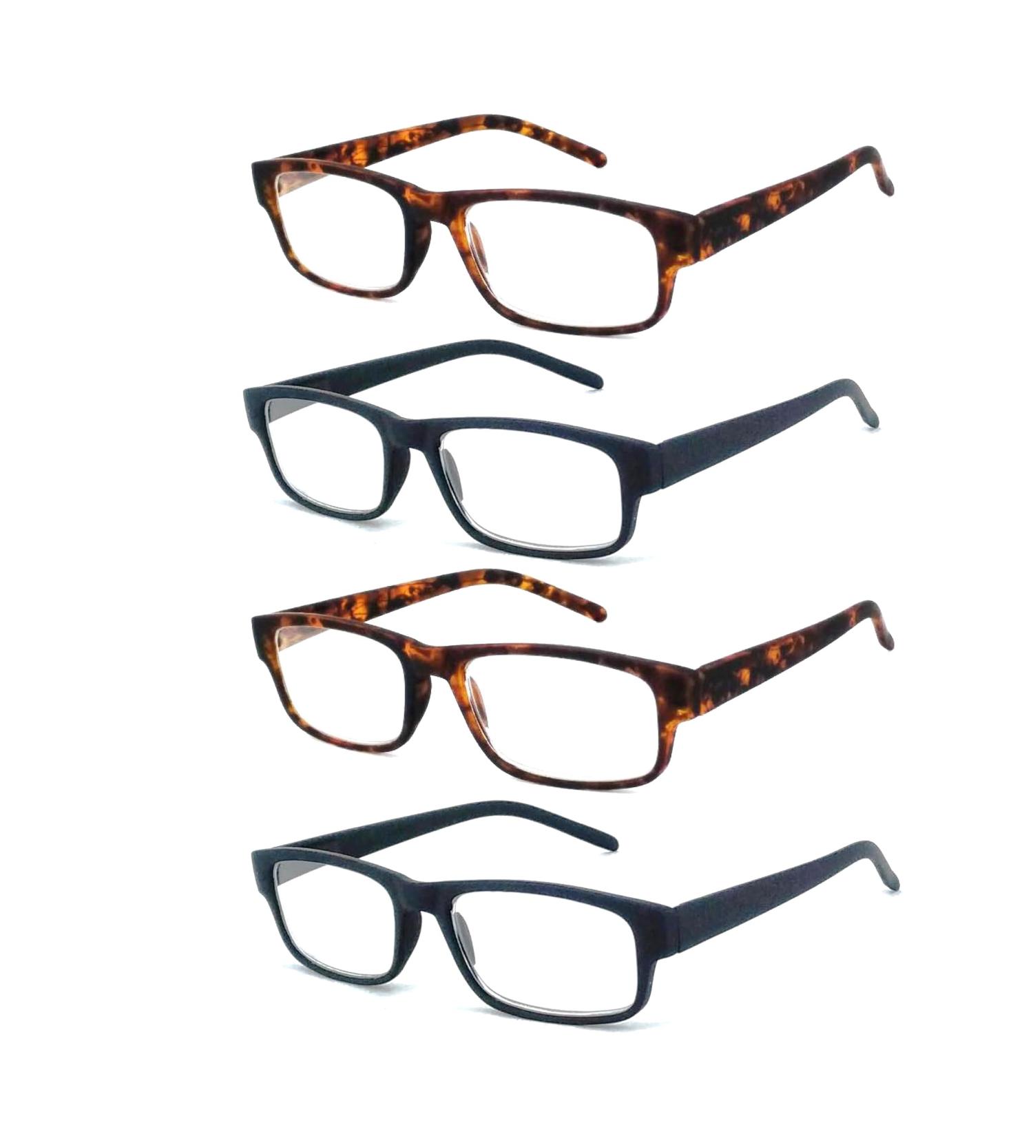 4-Pack Men's Matte Finish Computer Readers | Blue Light Blocking & Scratch Resistant Reading Glasses - Classic Matte 2.00 Diopters - Buy Online on GoSupps.com