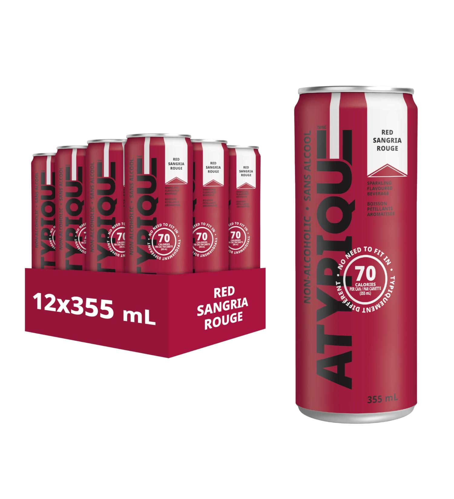 ATYPIQUE Non-Alcoholic Low Calories Cocktail Red Sangria 355 mL 12-Count Red Sangria 1 Count (Pack of 12) - Buy Online on GoSupps.com