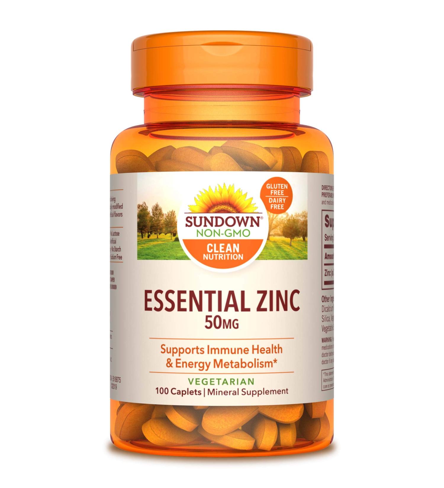 Rexall Sundown Naturals Zinc High Potency 50mg 100 Caplets x 2 - Immune Support - Buy Online on GoSupps.com