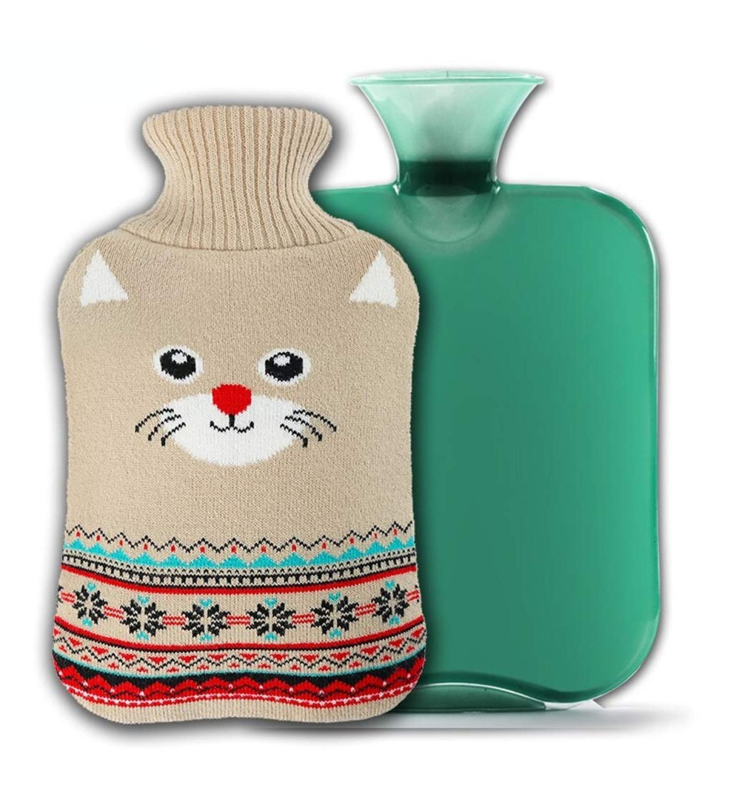 Maies 2L Classic Hot Water Bottle - Reusable PVC Heat Bottle with Knitting Cover | Ideal for Students & Dorms - Buy Online on GoSupps.com
