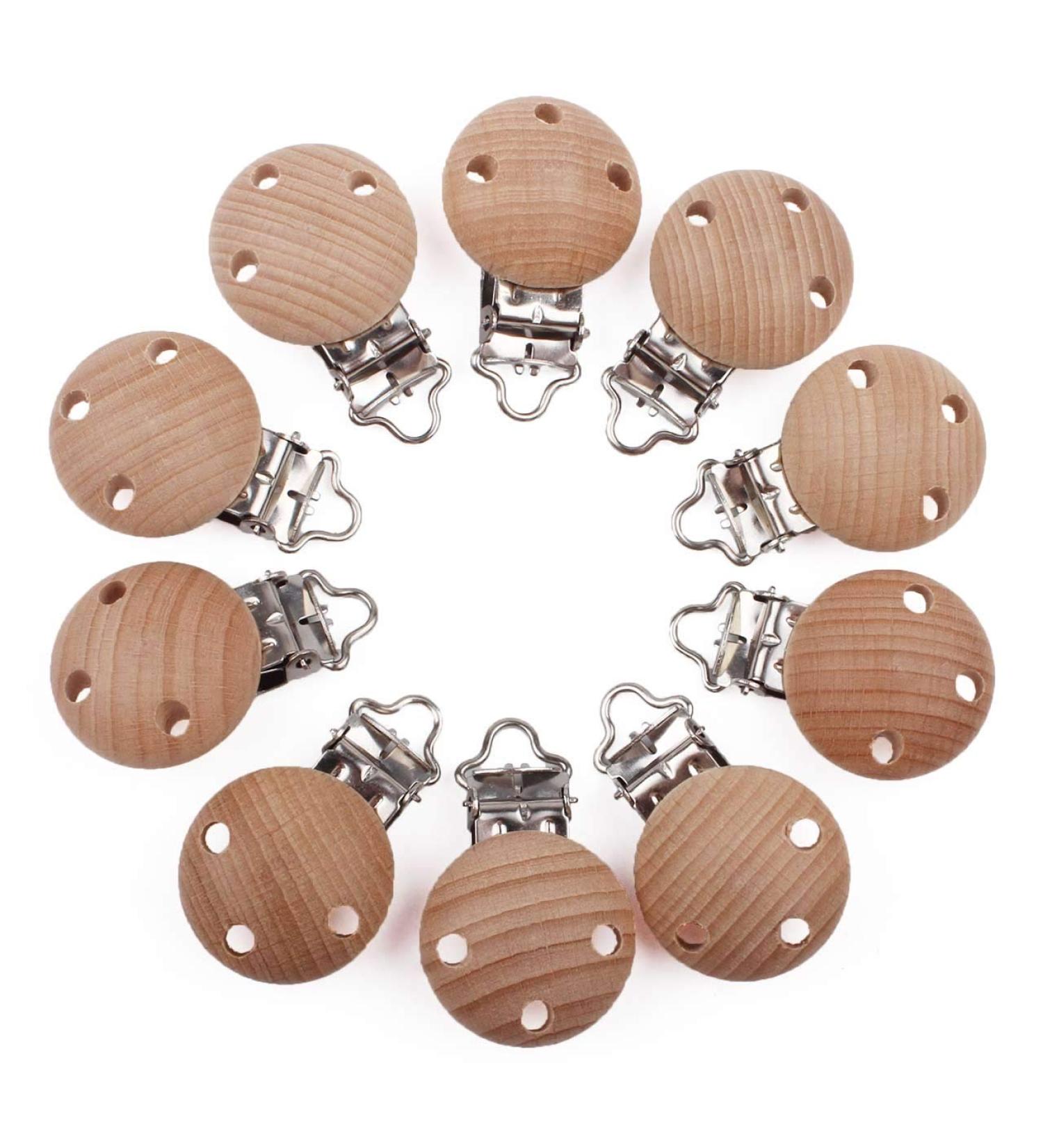 Pacifier Clip 15PCS Set for Teething Toys DIY - Natural Beech Wood Holder & Soother Accessories - Buy Online on GoSupps.com