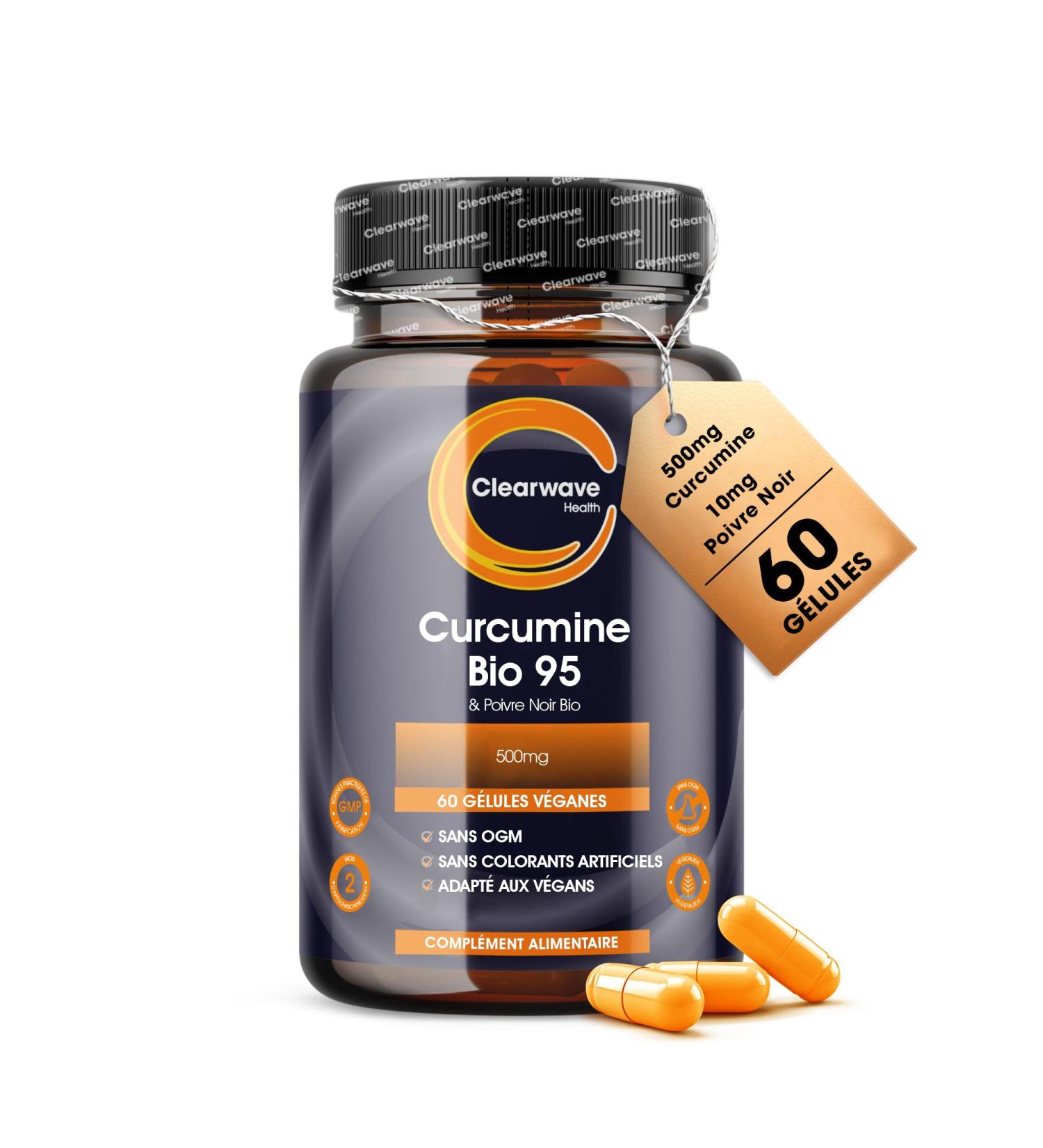 Curcumine biologique 95 au poivre noir - contenant UNIQUEMENT de la curcumine biologique (le composant actif du curcuma) - 500mg de curcumine - 60 Capsules - Buy Online on GoSupps.com