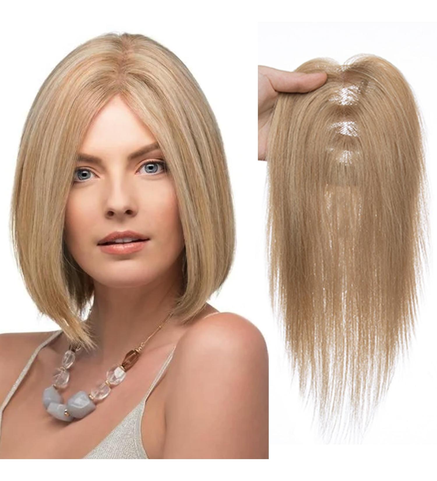 GULALUUK Human Hair Topper - Thinning Hair Solution 10inch Dark Blonde/Light Blonde - Buy Online on GoSupps.com