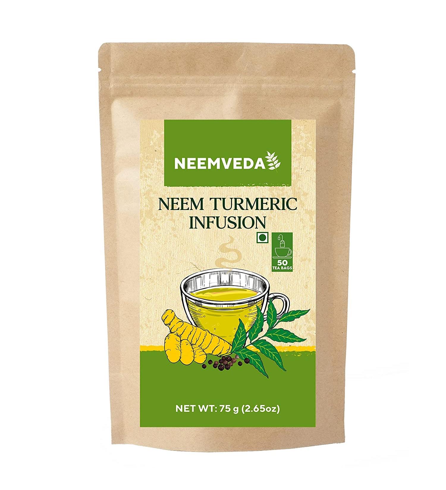 oman Neem turmeric Herbal Tea infusion with Black Pepper for high absorption 50 Tea bags - Buy Online on GoSupps.com