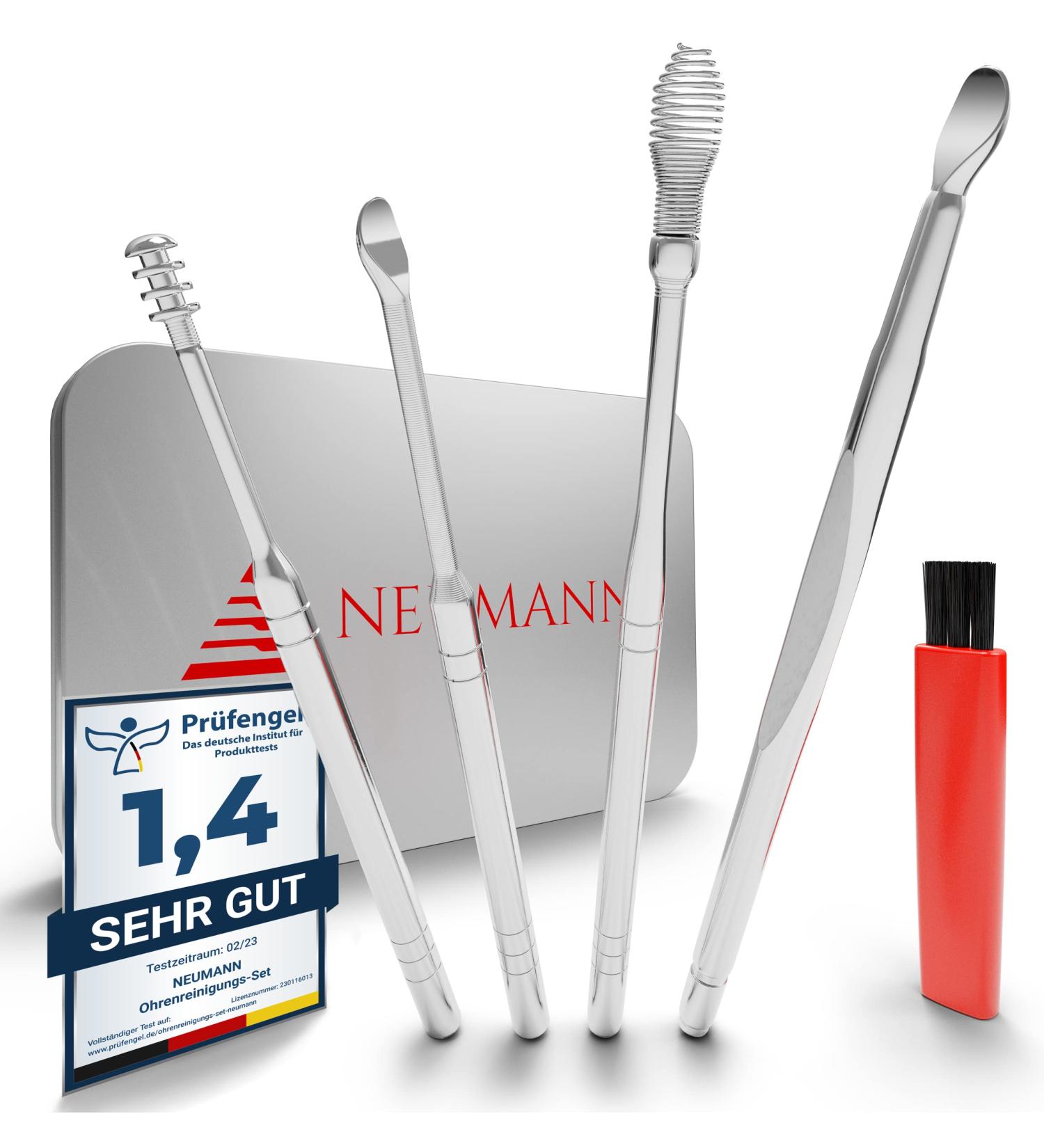 Neumann Reusable Stainless Steel Ear Cleaning Set | Premium Ear Wax Remover with Handy Storage Box Loop Spiral & Spoon Shapes Silver Ear Cleaner for Adults - Buy Online on GoSupps.com