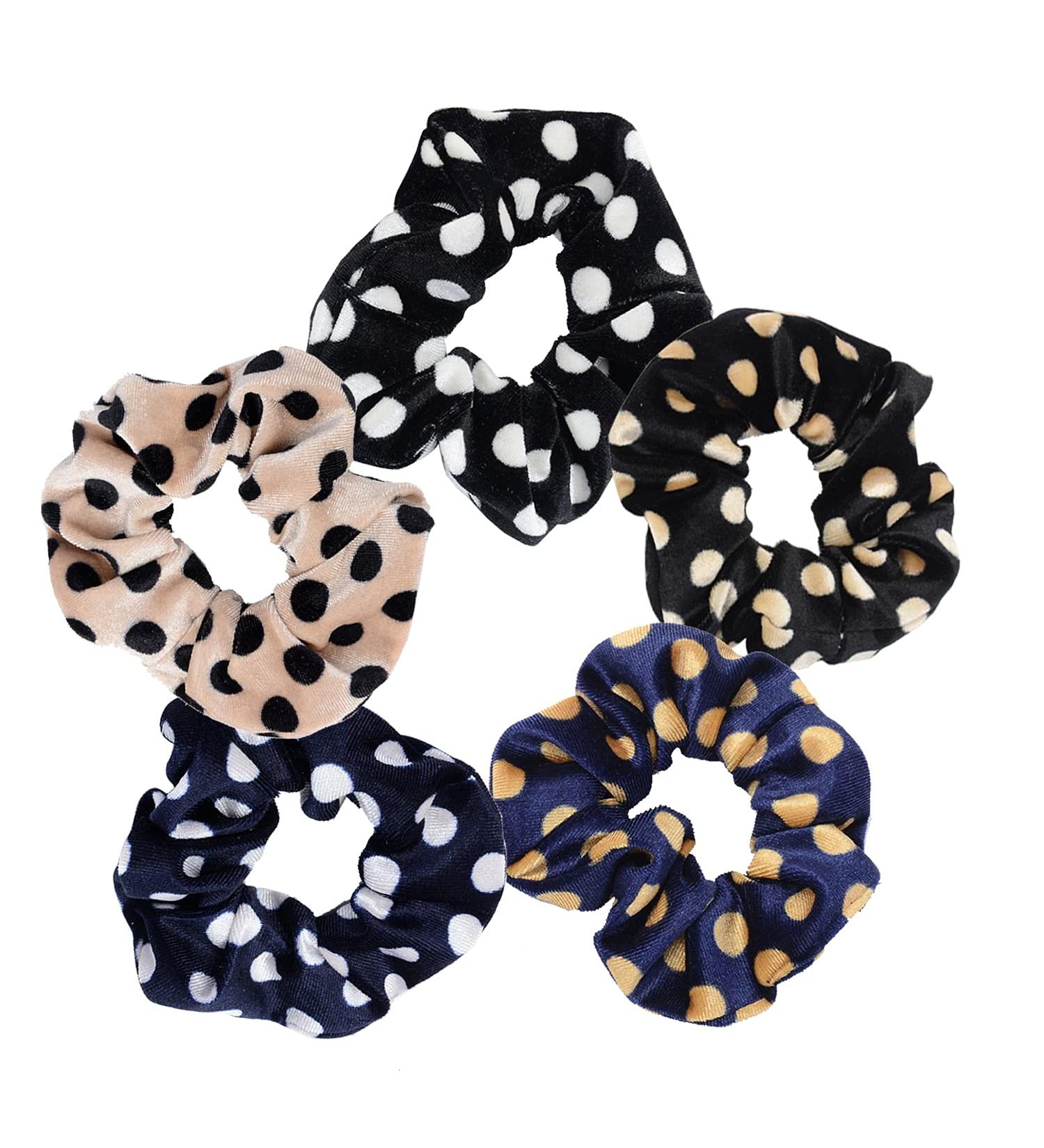 Hair Scrunchies Soft Satin Elastic Soft Hair Ties Scrunchy Hair Bands Ponytail Women Girls Lady Children Point Dot Scrunchy Wave Point - Buy Online on GoSupps.com
