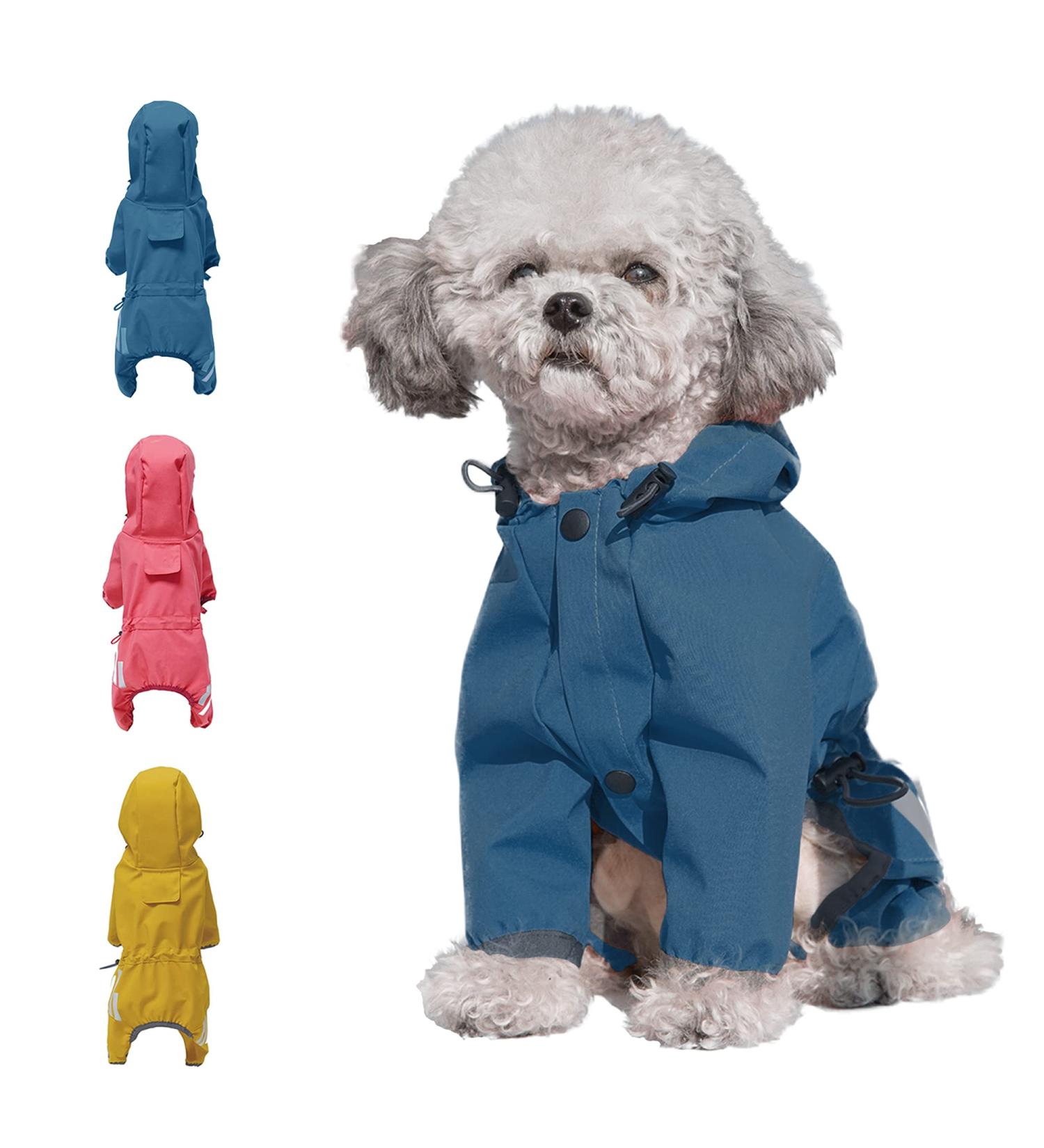 Waterproof XL Blue Dog Raincoat with Hood for Small to Medium Dogs - Reflective Strap, Lightweight Jacket with Leash Hole by Cosibell - Buy Online on GoSupps.com