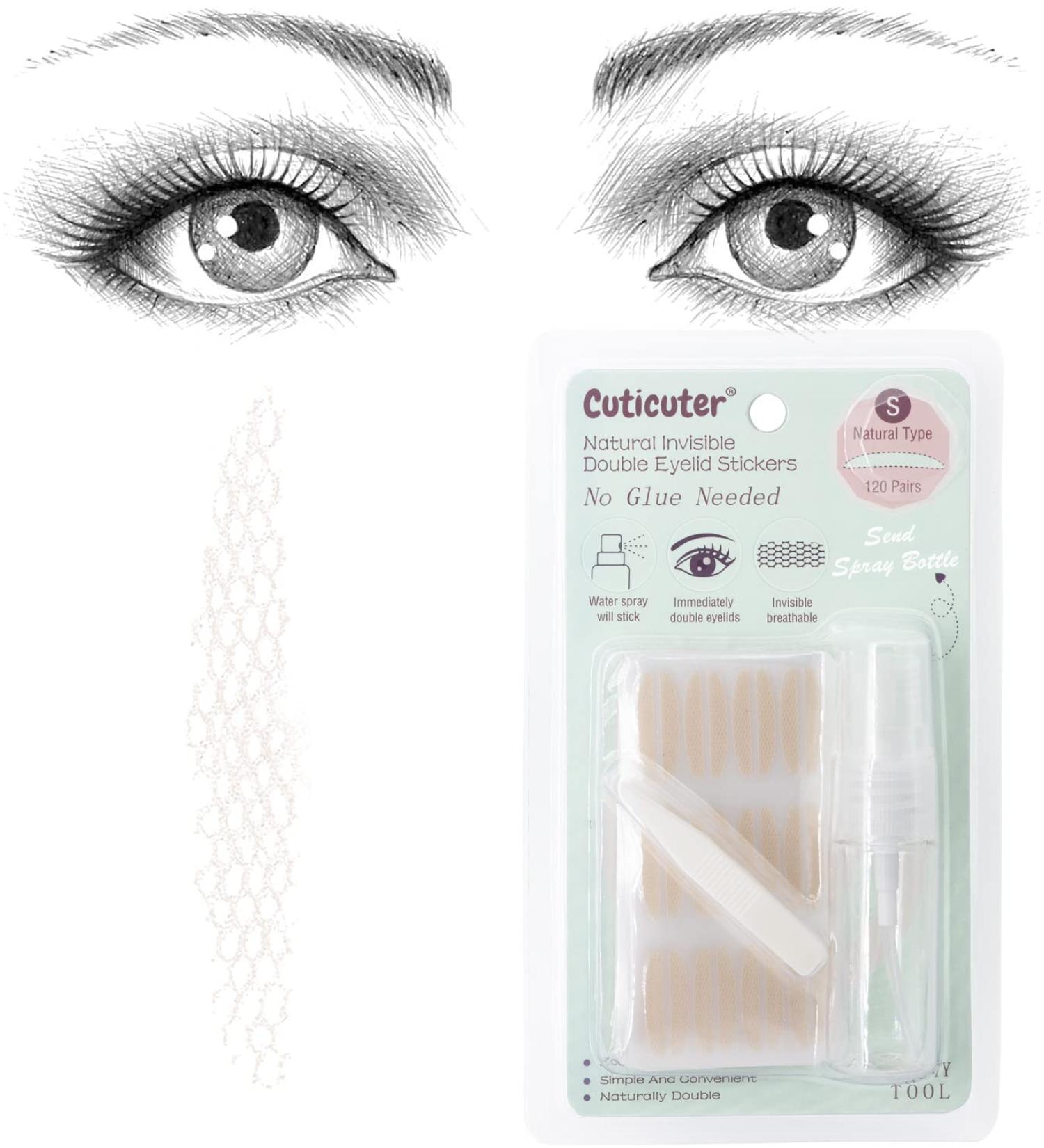 Cuticuter 120pcs Double Eyelid Tape - Natural Fiber Waterproof Strips for Droopy Lids & Hooded Eyes - Invisible Lace Eyelid Lifter for Contoured Look - Buy Online on GoSupps.com