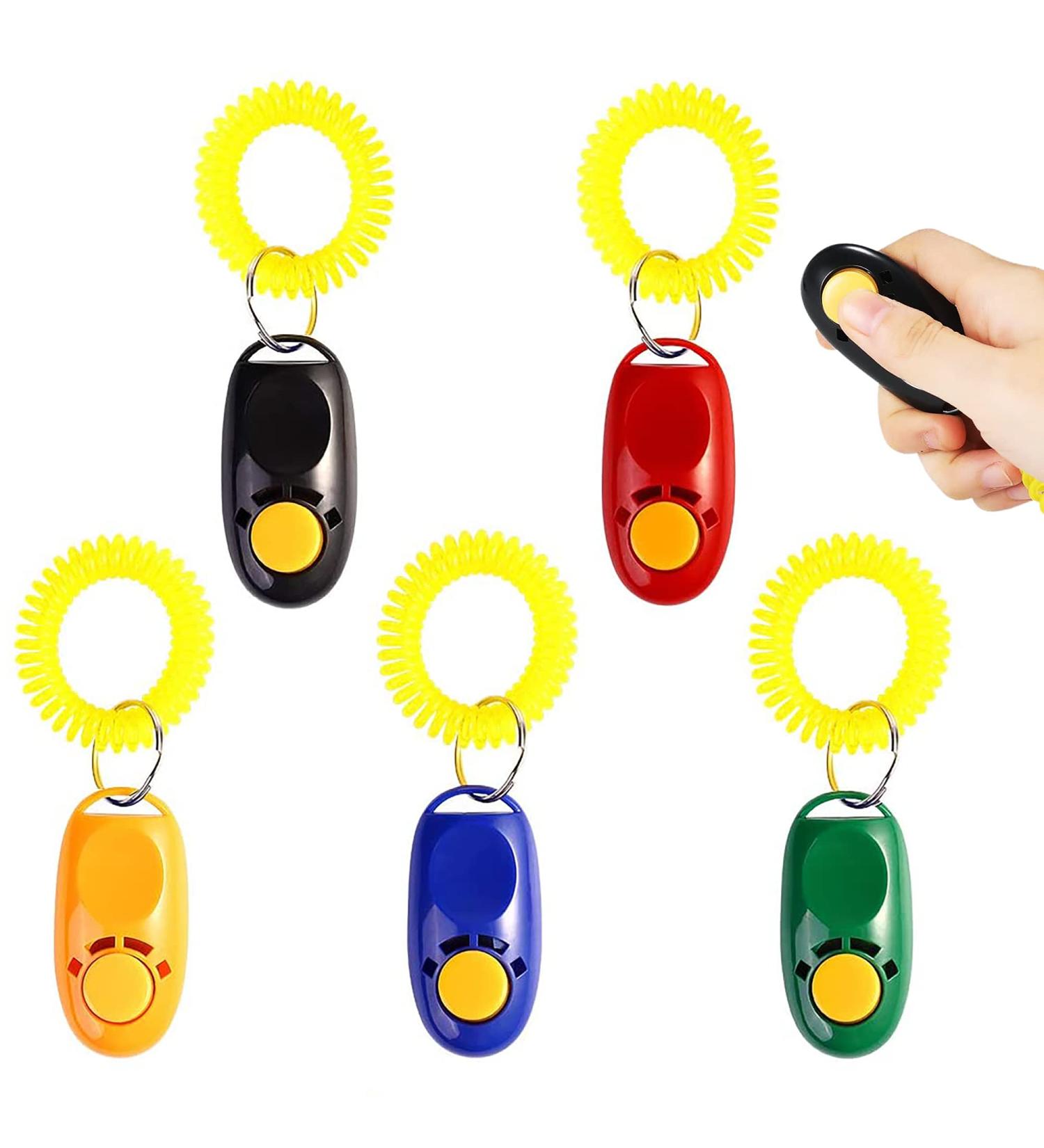IRYNA 5 Pack Clickers for Dog Training Practical Dog Clicker Training Pet Training Clickers Tool Colorful Dog Clickers Button Training Clickers Dog Whistles with Comfortable Wrist Strap - Buy Online on GoSupps.com