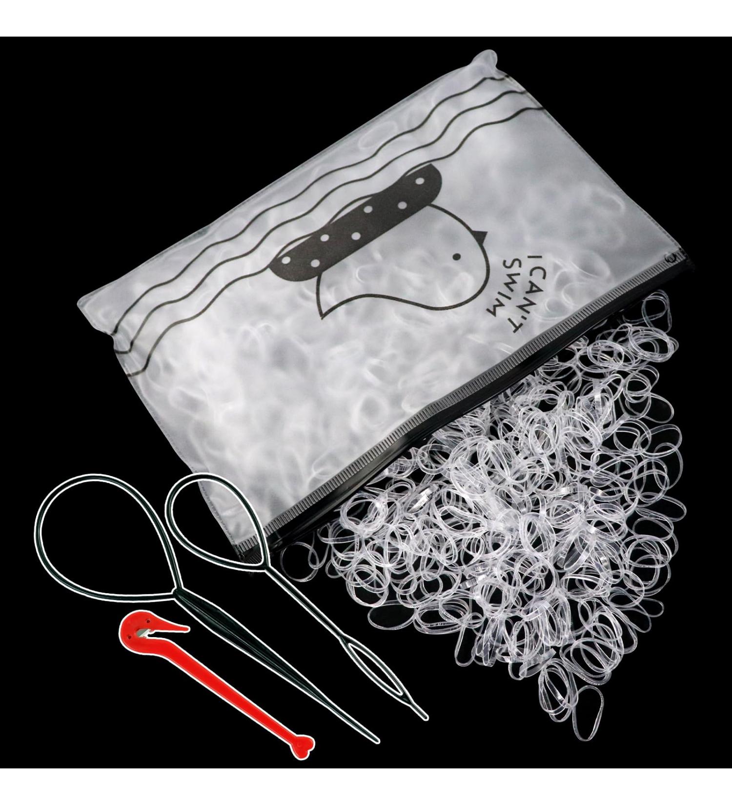 Sularpek 1000 Pcs Elastic Hair Bands Hair Elastics Clear Hair Elastic Bands Plastic Hair Bands Small Hair Bands Hair Rubber Bands for Hair Braids With Band Removal Hook+2 Hair Braid Tools transparent - Buy Online on GoSupps.com