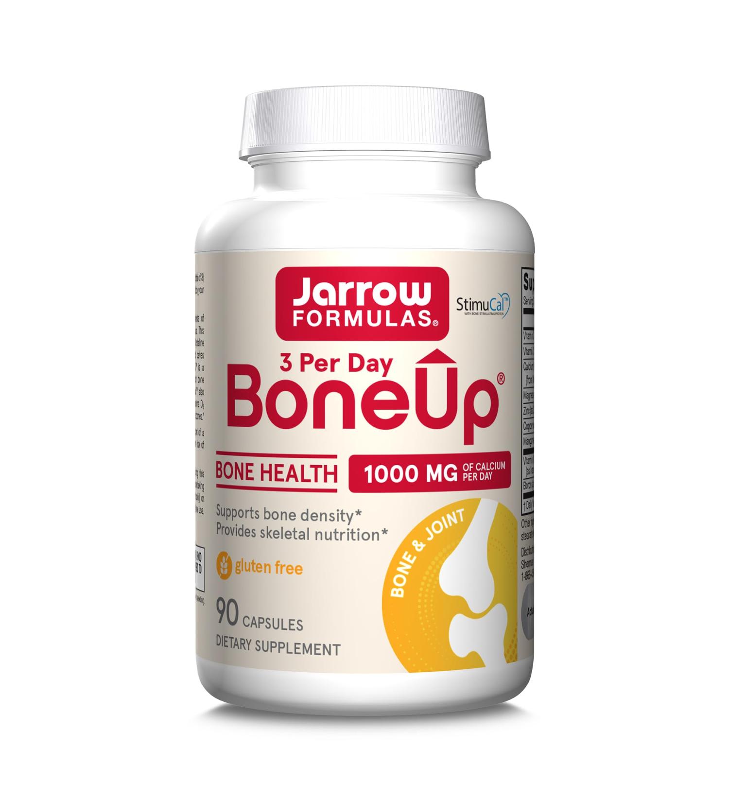 Jarrow Formulas BoneUp 3 Per Day - 90 Capsules - Bone Support & Skeletal Nutrition with Vitamin D3 K2 & Calcium - Gluten Free - Non-GMO - Buy Online on GoSupps.com