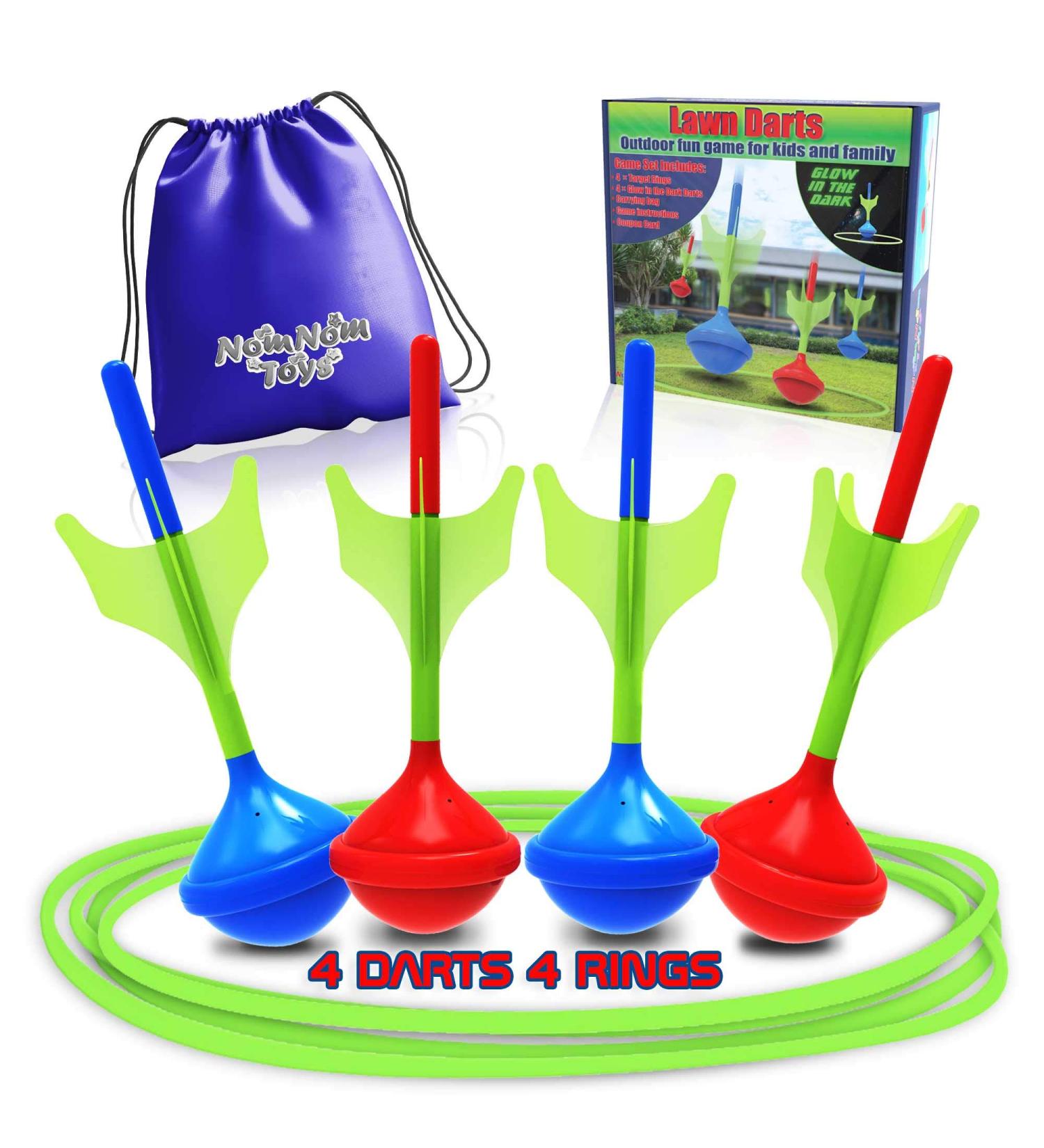 Glow in The Dark Lawn Darts Game - Family Fun Outdoor Game with Rings and Soft Tip Darts - Includes Carrying Bag - Perfect Gift for Adults & Teens - Buy Online on GoSupps.com