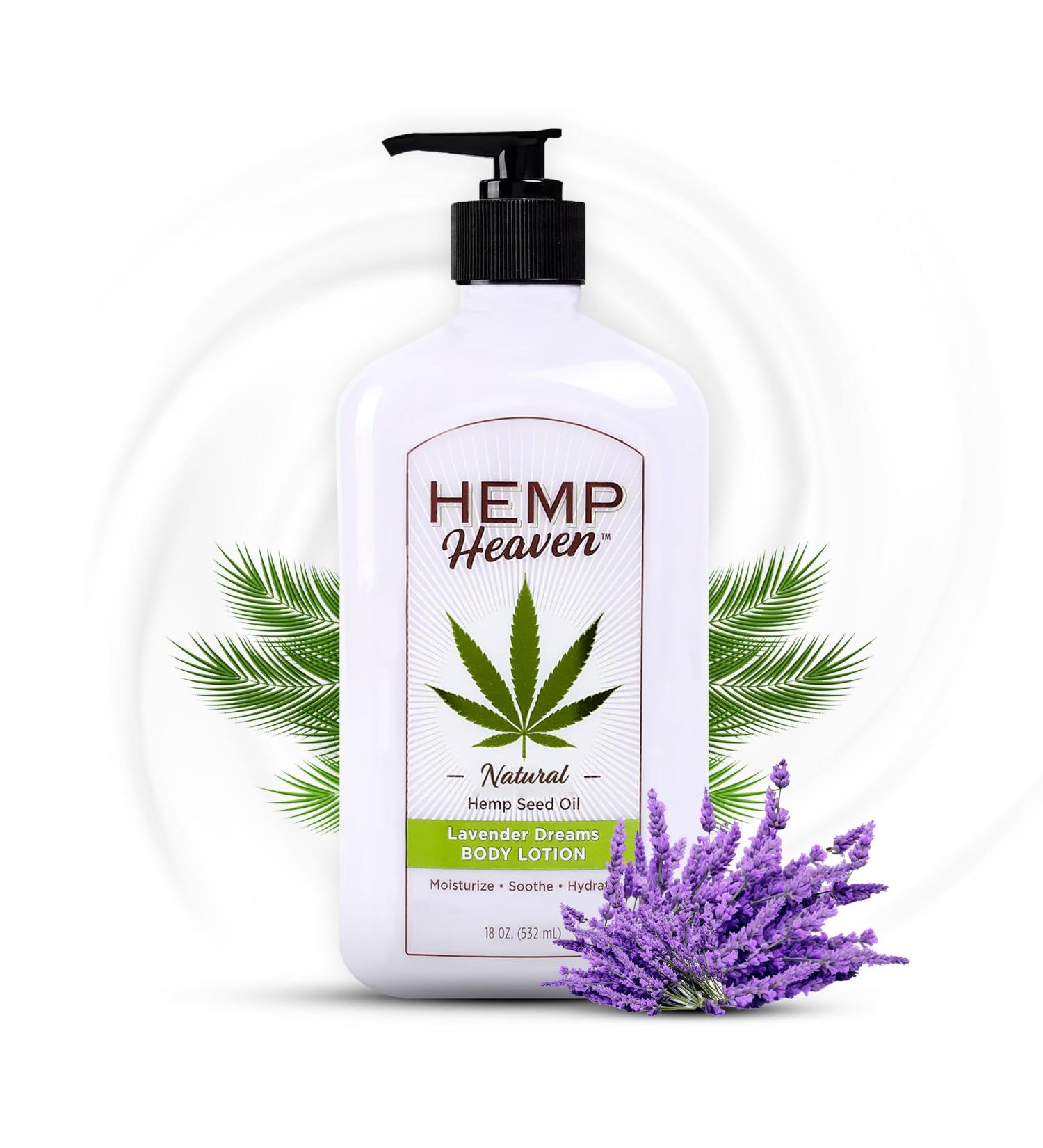 Hemp Heaven Hemp Lotion - Lotion Lavender dreams Scent - Natural Hemp Seed Oil Paraben-Free 18 oz Made in USA Nourishing for Men & Women EWG Verified Anti-Aging - Buy Online on GoSupps.com