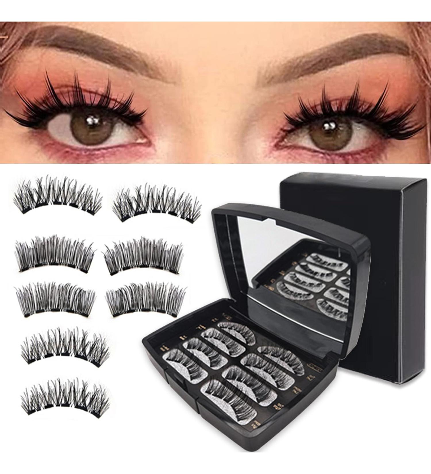Magnetic Eyelashes without Eyeliner | Reusable 3D Dual Magnet False Lashes | Natural Look & No Glue | Includes Tweezers Applicator for Women - Buy Online on GoSupps.com