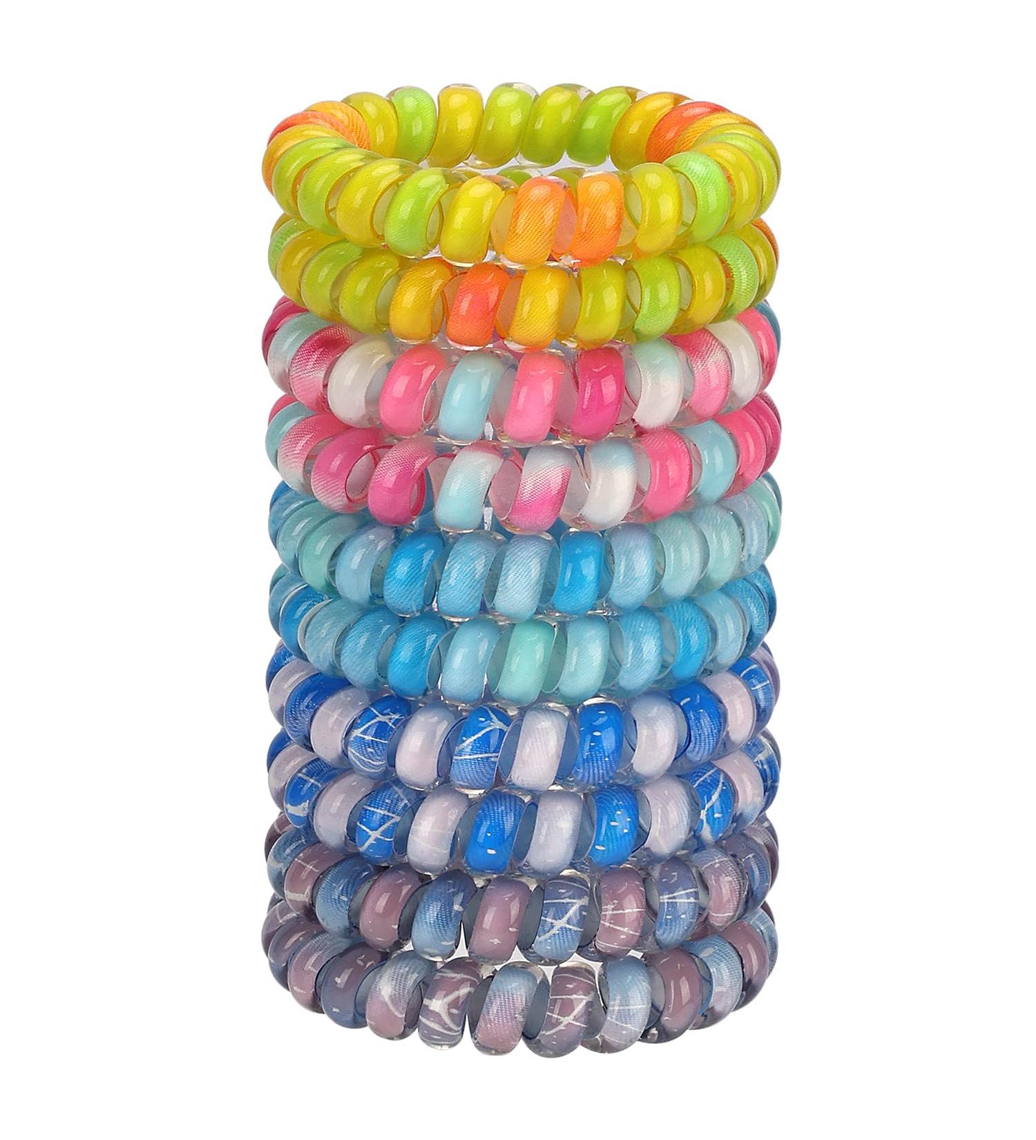 JessLab Spiral Hair Ties - 10 Pack Traceless Plastic Coil Hair Accessories for Women & Girls | No-Damage Ponytail Holders in Assorted Colors - Buy Online on GoSupps.com