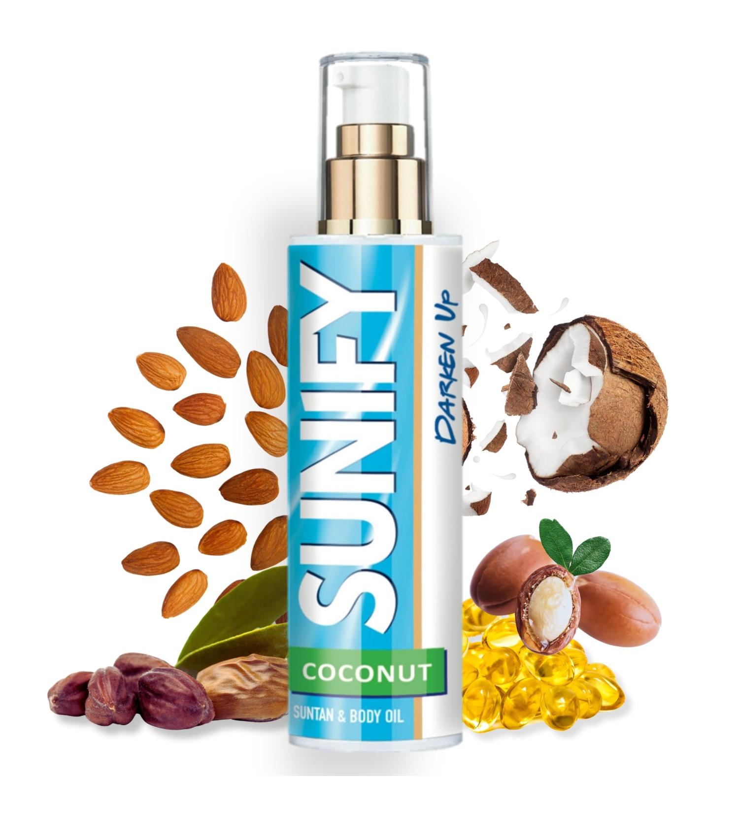 SUNIFY COCONUT Natural Tanning Accelerator - Natural Oil with Vitamin E and Coconut Scent for a Fast and Irresistible Tan Moisturizing Oil for Body and Face 200 ml - Buy Online on GoSupps.com