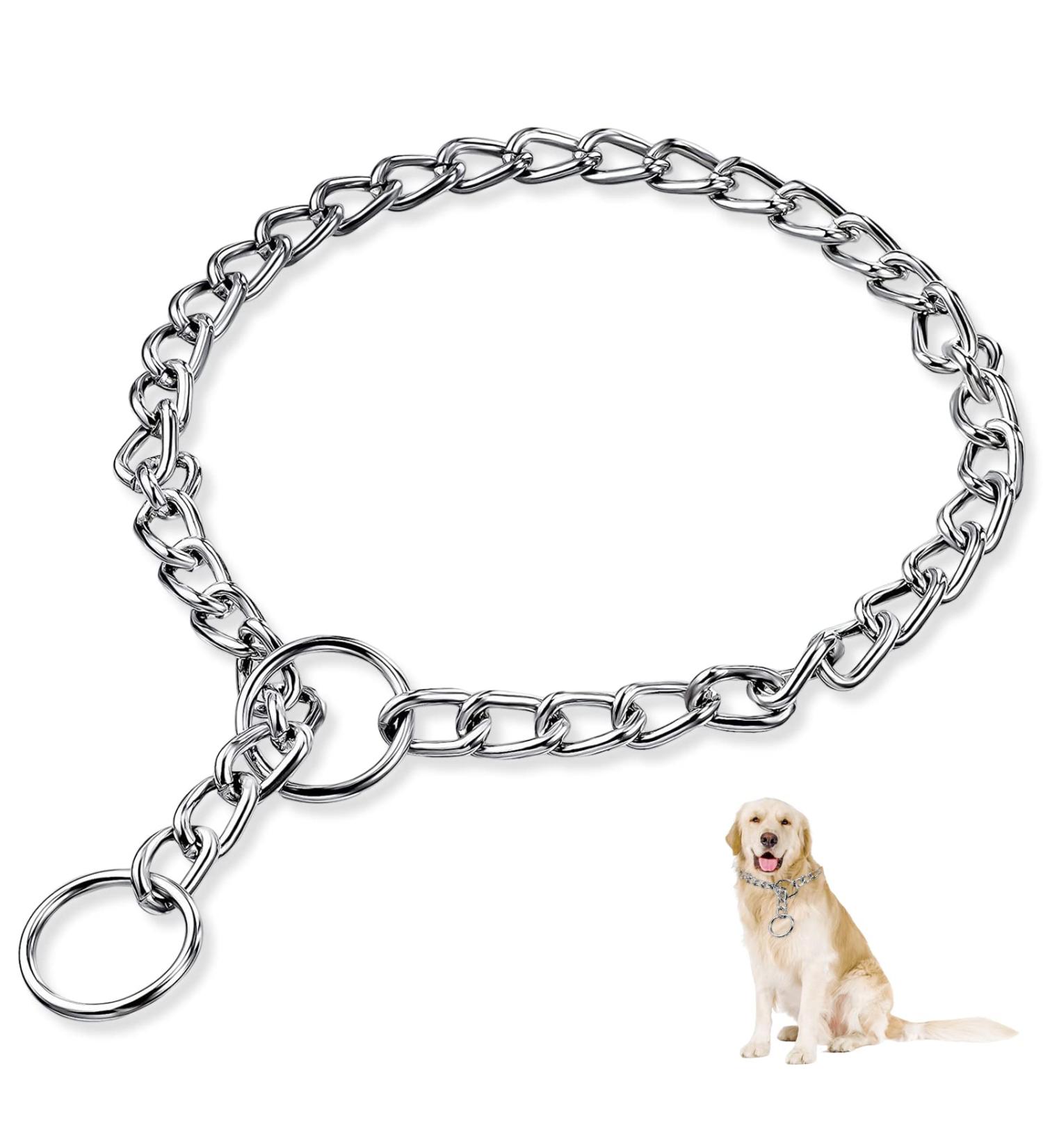 Choke Chain For Dogs Metal Dog Collar Dog Chain Collars Steel Steel Dog Chain Collar Dog Choker Chain Collar Slip Collar Pet walking Choker (4 mm x 60 cm) - Buy Online on GoSupps.com