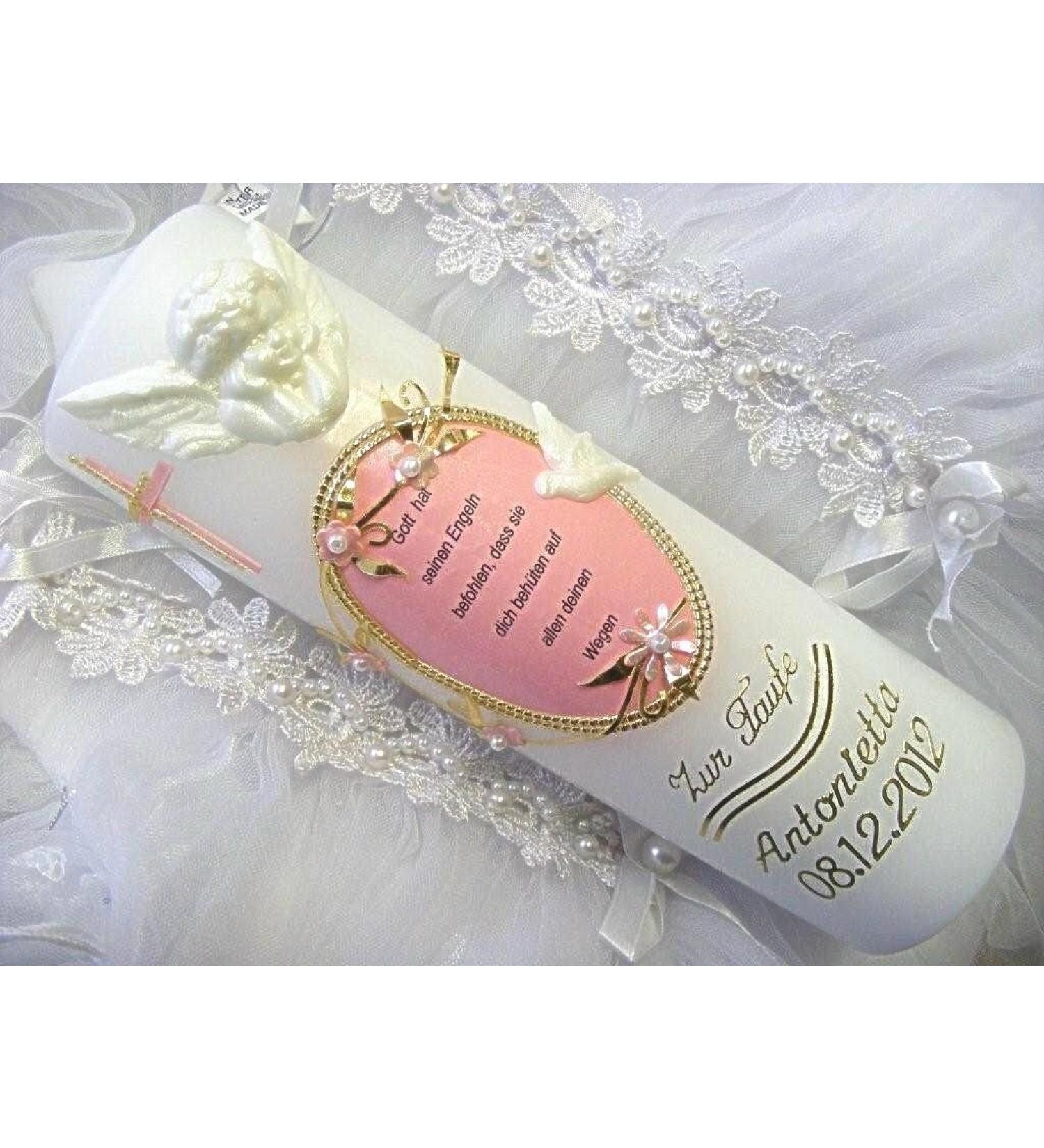 Baptism candle communion candle boy girl 250/70 mm with beautiful saying VT-23 including accessories for self-labeling