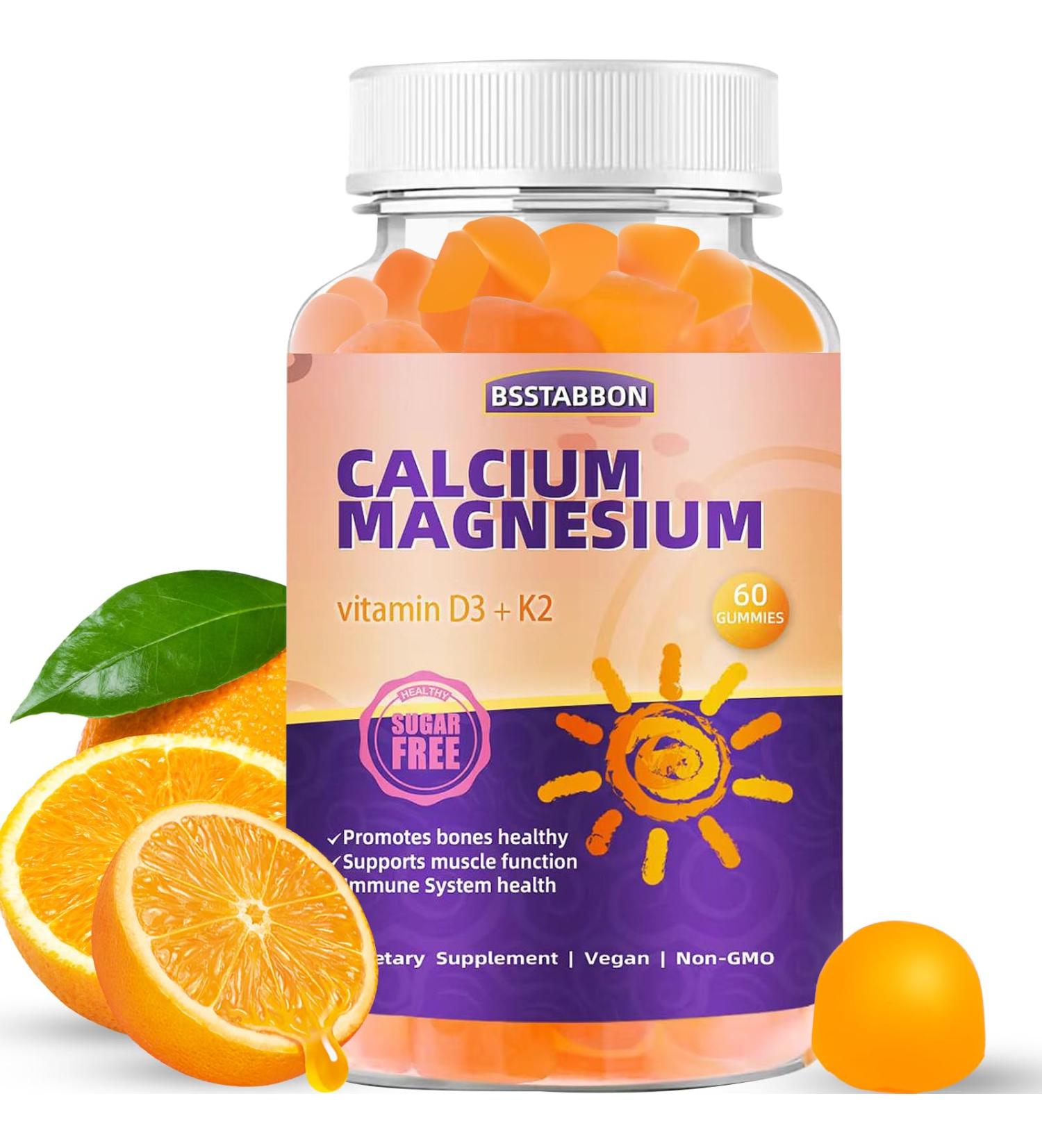 Calcium Magnesium Gummies for Adult: with Zinc Vitamin D3 K2 for Women Men Organic Sugar Free Vegan Chewable Gummy - High Absorption for Immune Strength(60count 60 Count (Pack of 1) - Buy Online on GoSupps.com