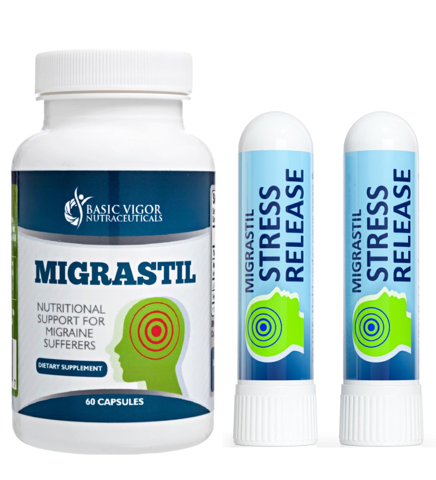 Basic Vigor Migrastil Migraine Support Capsules and Stress Release Inhaler 2-Pack (Bundle) - Buy Online on GoSupps.com