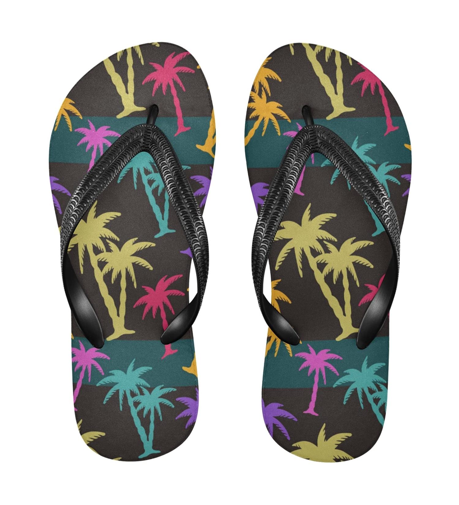 Mnsruu Black Palm Leaf Flip Flops - XL for Home Hotel Spa & Travel | Eco-Friendly Comfort - Buy Online on GoSupps.com