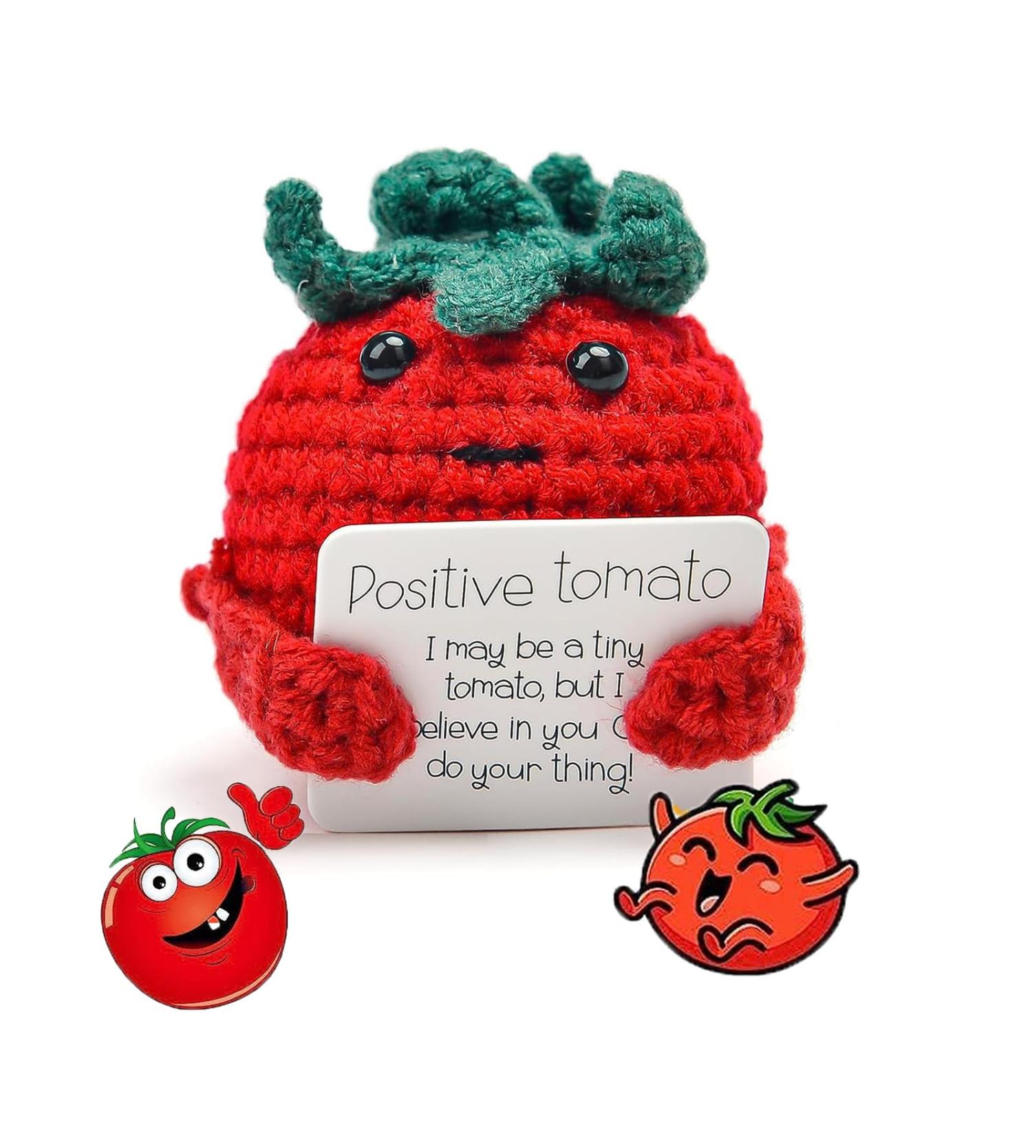 Funny Positive Tomato Wool Gifts Positive Potato Funny Wool Gifts Positive Gifts Motivational Gift Mini Knitted Tomato Doll with Positive Card Good Luck Gifts Encourage Tomato Motivational Gifts - Buy Online on GoSupps.com