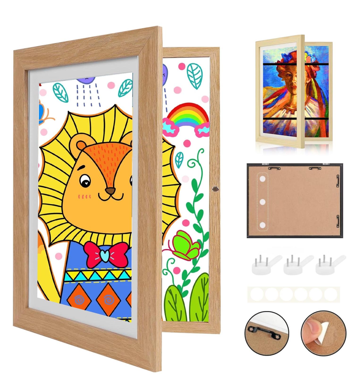 Apomkjoe A4 Children s Drawing Picture Frame Set - Foldable Solid Wood & Front Opening - Ideal for Schools & Homes - Buy Online on GoSupps.com