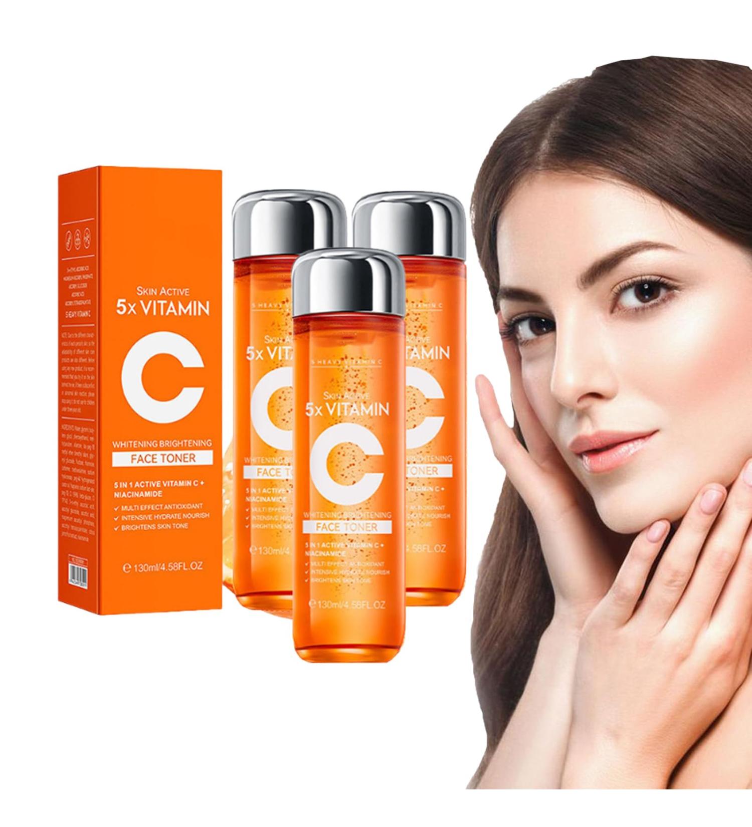 VKaoess 5X Vitamin C and Hyaluronic Acid Facial Toner Moisturizing Brightening Toner for Women and Teens Soothe Natural Skin Natural Tone Revitalize Dull Complexion 130ml 3 Bottles - Buy Online on GoSupps.com