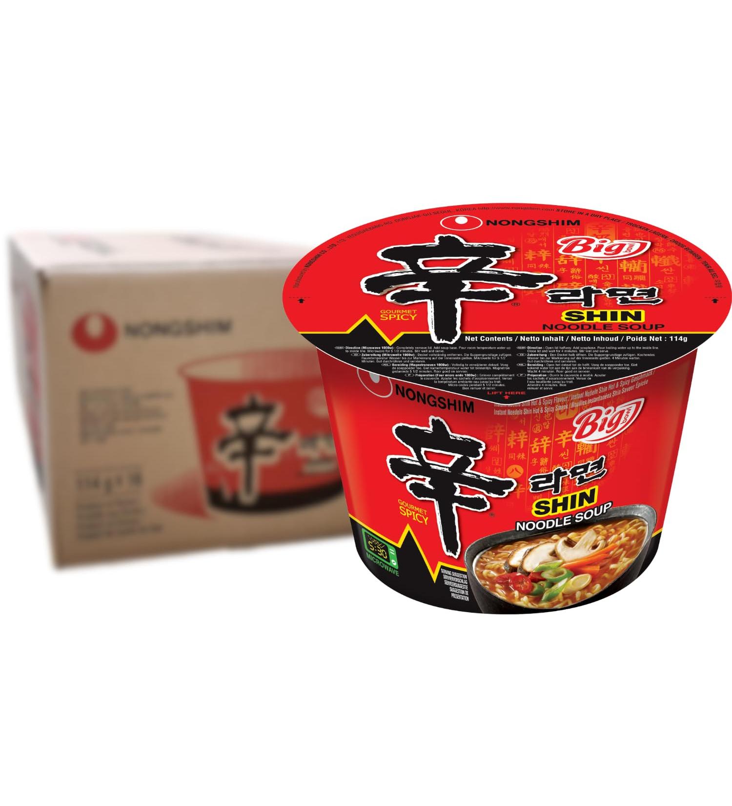 NONGSHIM Instant Noodles Big Bowl Shin - Multipack (16 X 114g) - Authentic Korean Bowl Noodles for International Shipping - Buy Online on GoSupps.com