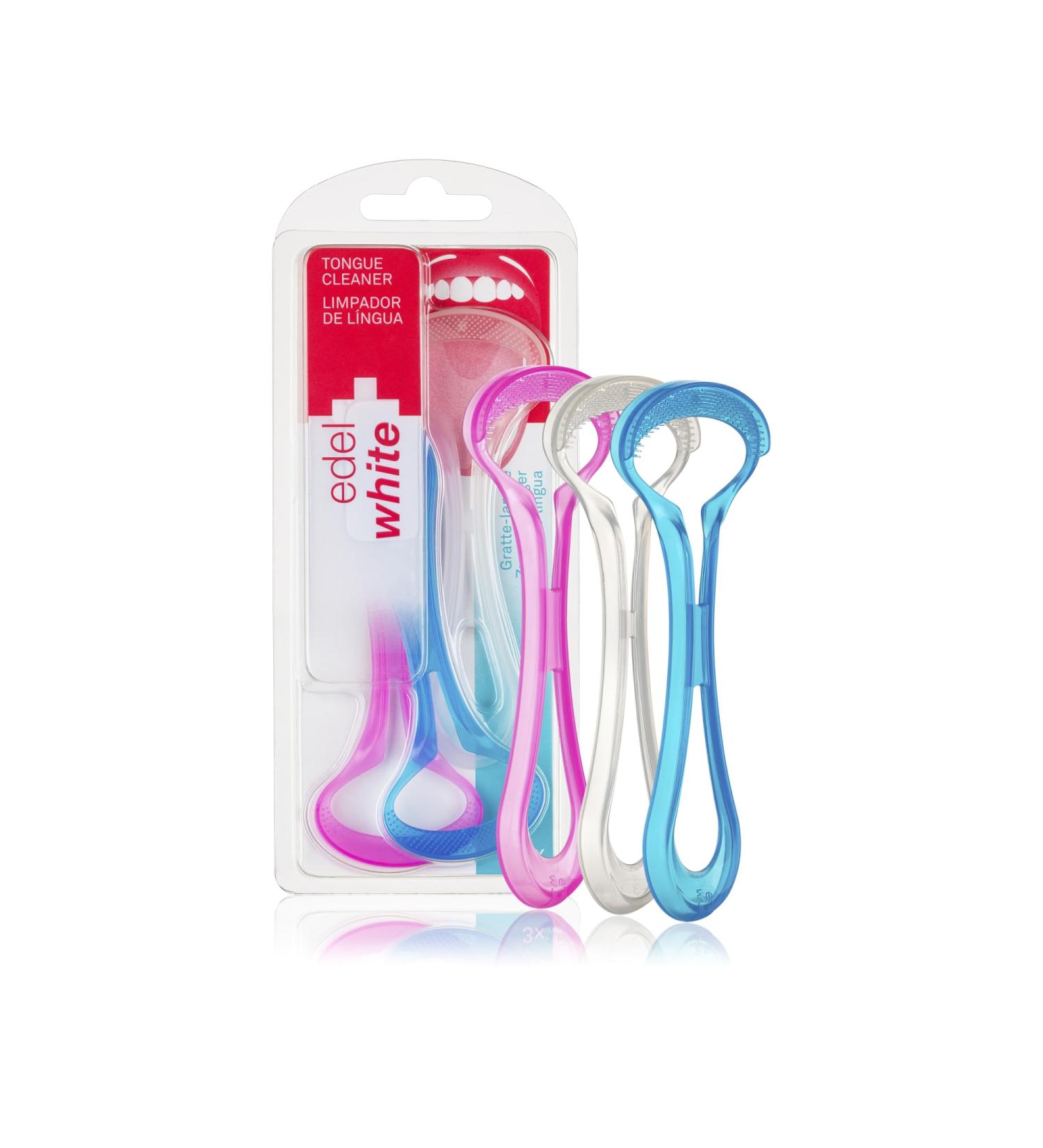 Edel+White Tongue Cleaner Set - 3 Pcs Tongue Scrapers for Enhanced Oral Hygiene & Bacteria Removal - Buy Online on GoSupps.com