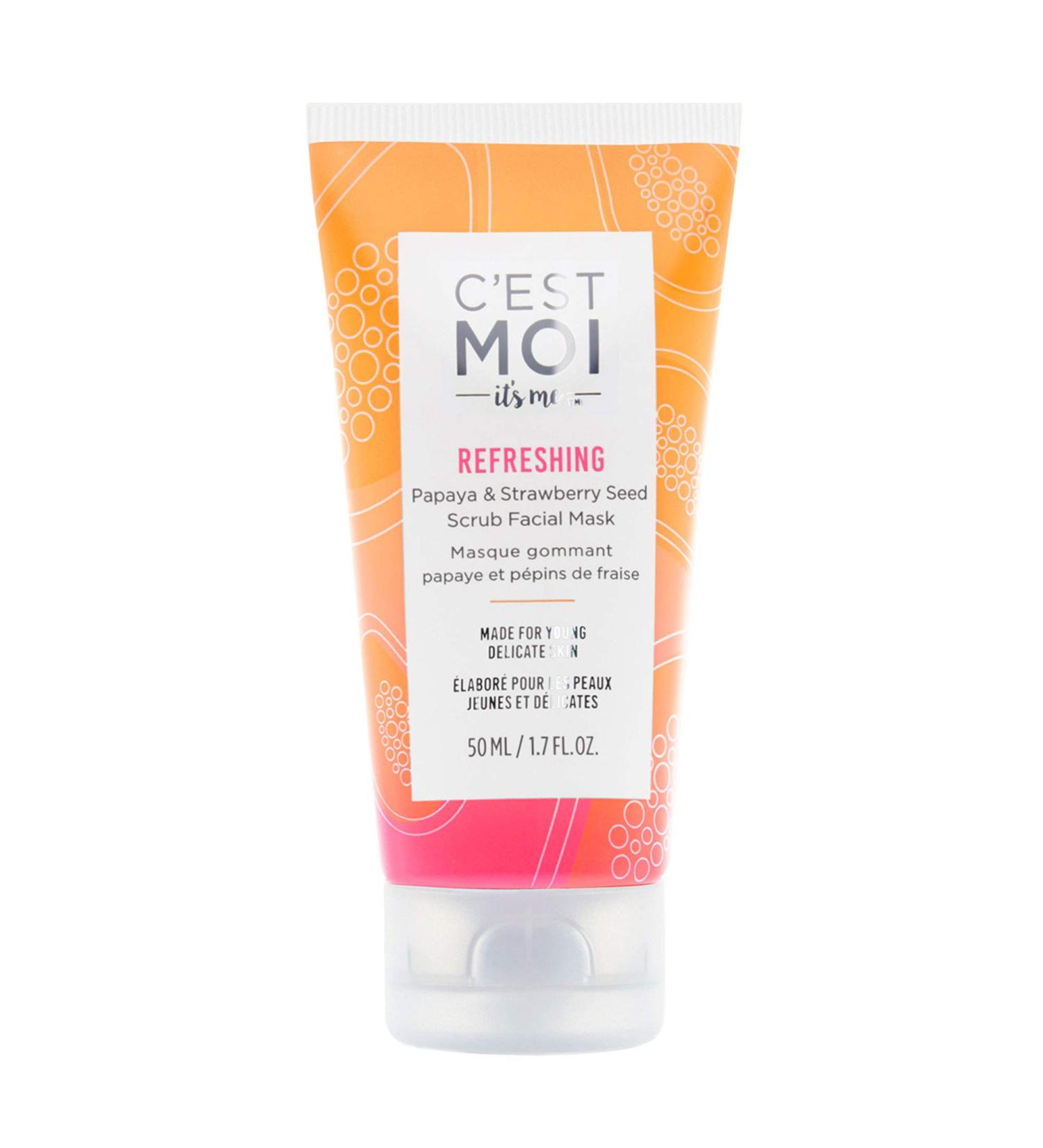 C'est Moi Refreshing Papaya & Strawberry Seed Scrub Facial Mask | Hydrate & Balance Skin | Non-Toxic EWG Verified 1.7 oz - Buy Online on GoSupps.com