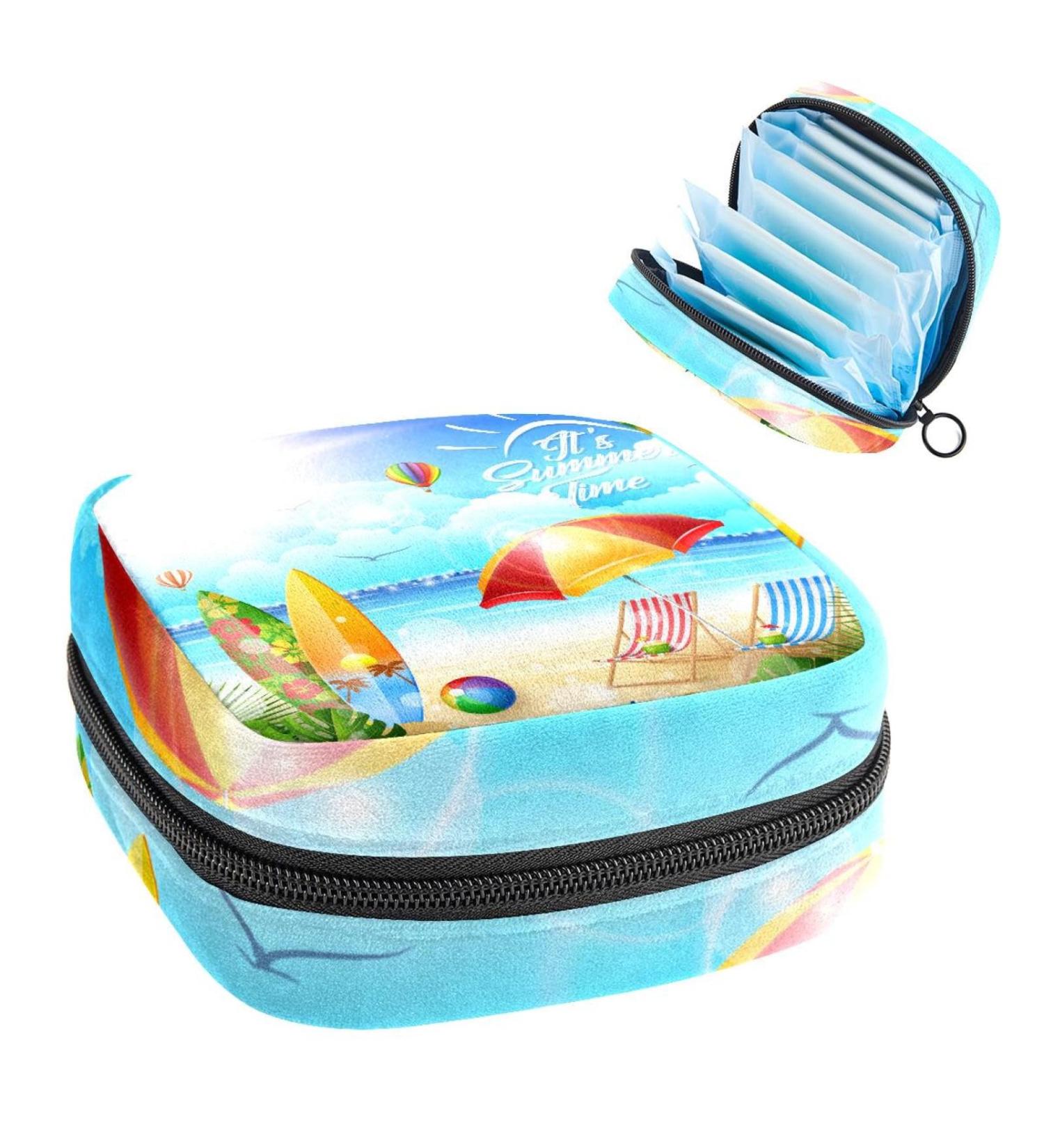 GIAPB Period Bag Sanitary Napkin Storage Bag Period Pouch Travel Makeup Bag Summer Tropical Beach Color3478 - Buy Online on GoSupps.com