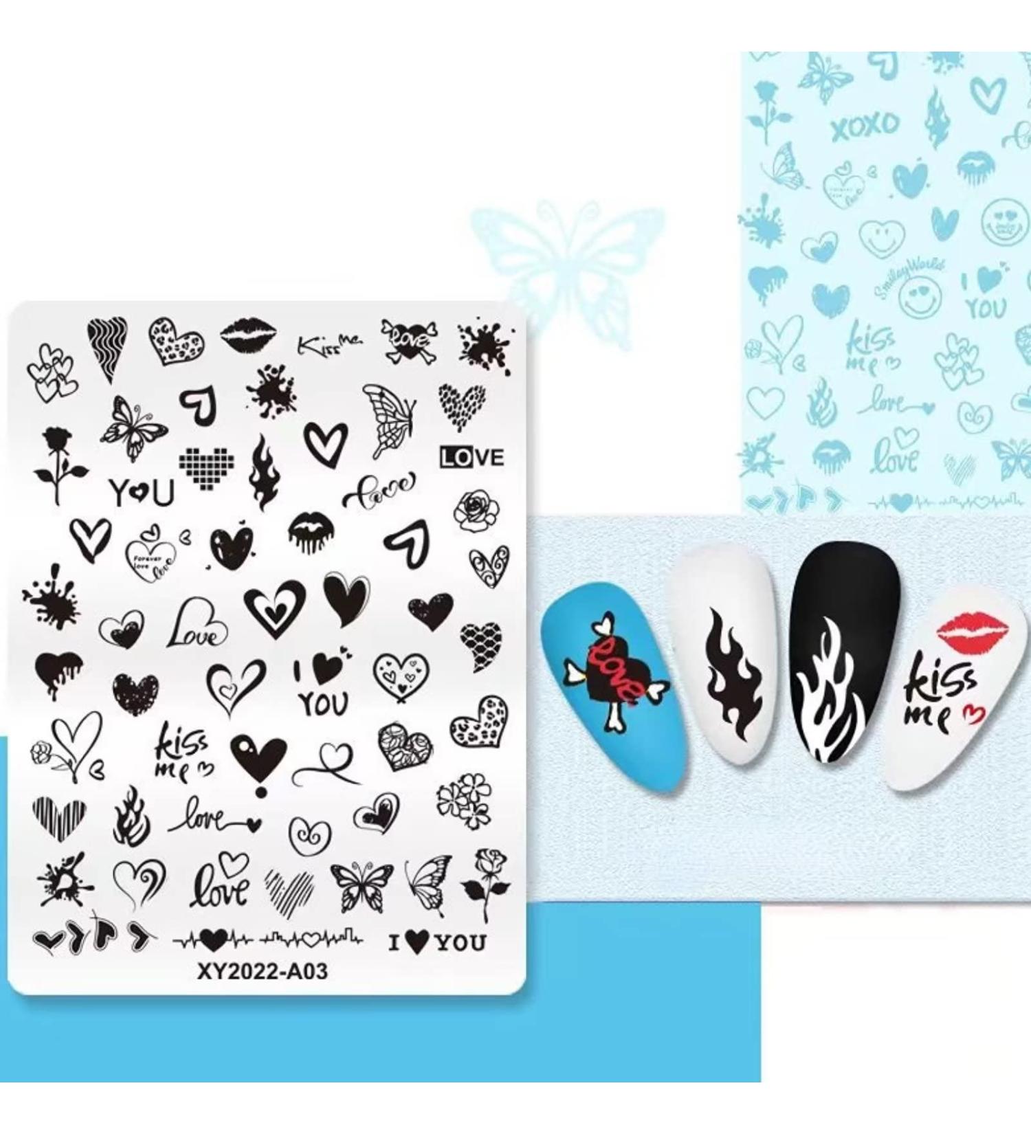 RUNRAYAY Nail Art Image Stamping Plates Valentine'S Day Love Heart DIY Manicure Template Image Plate for DIY Nail Art - 7.6 x 10.2Cm B - Buy Online on GoSupps.com
