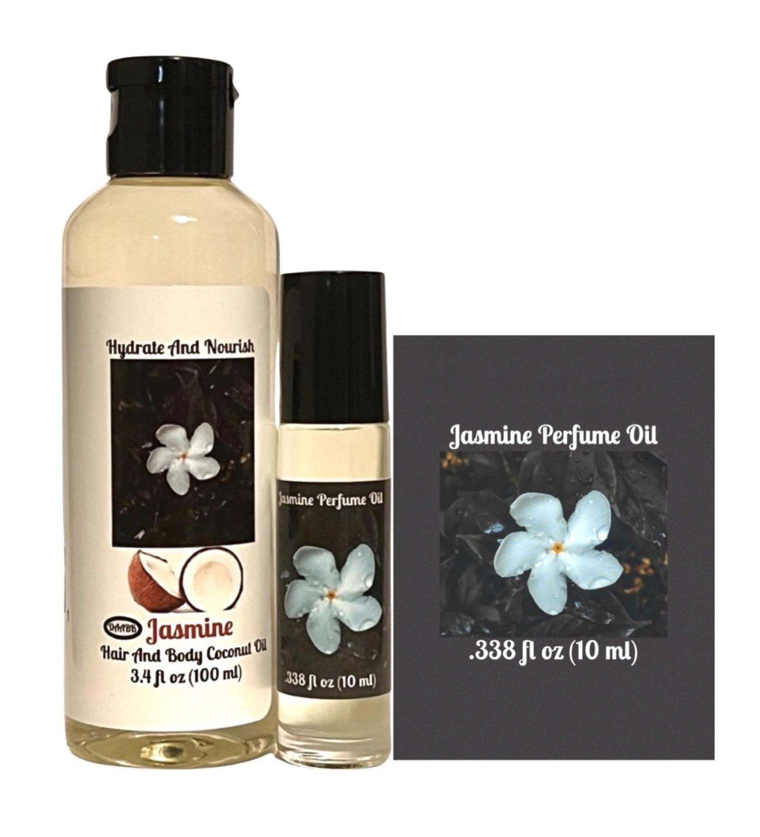 2 Pack Jasmine Oil for Skin Hair & Nails - Multi-Use Body Oil & Roll-On Perfume | Coconut Massage Oil - 3.4 Fl oz & 10ml - Buy Online on GoSupps.com